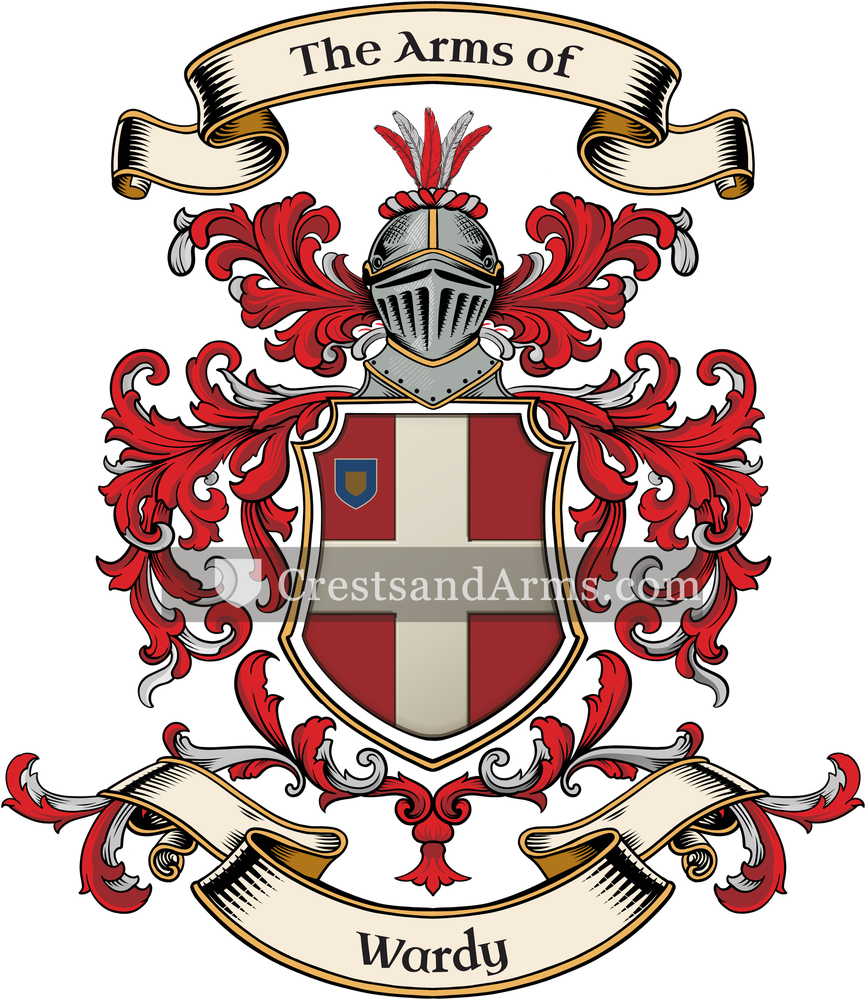 The Wardy coat of arms, drawn from the recorded blazon