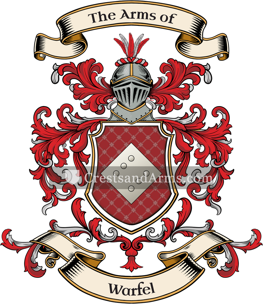 The Warfel coat of arms, drawn from the recorded blazon