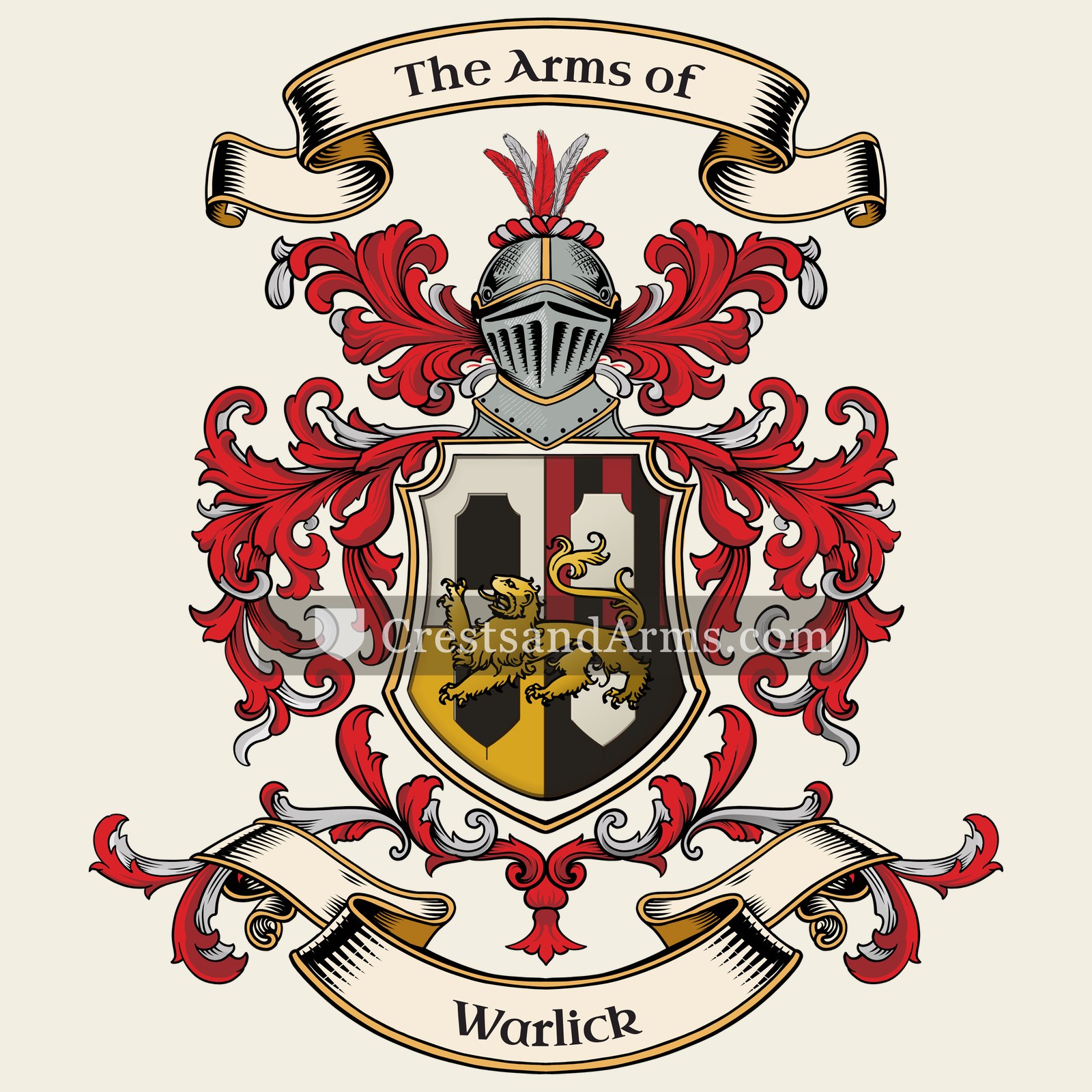 The Warlick coat of arms, drawn from the recorded blazon
