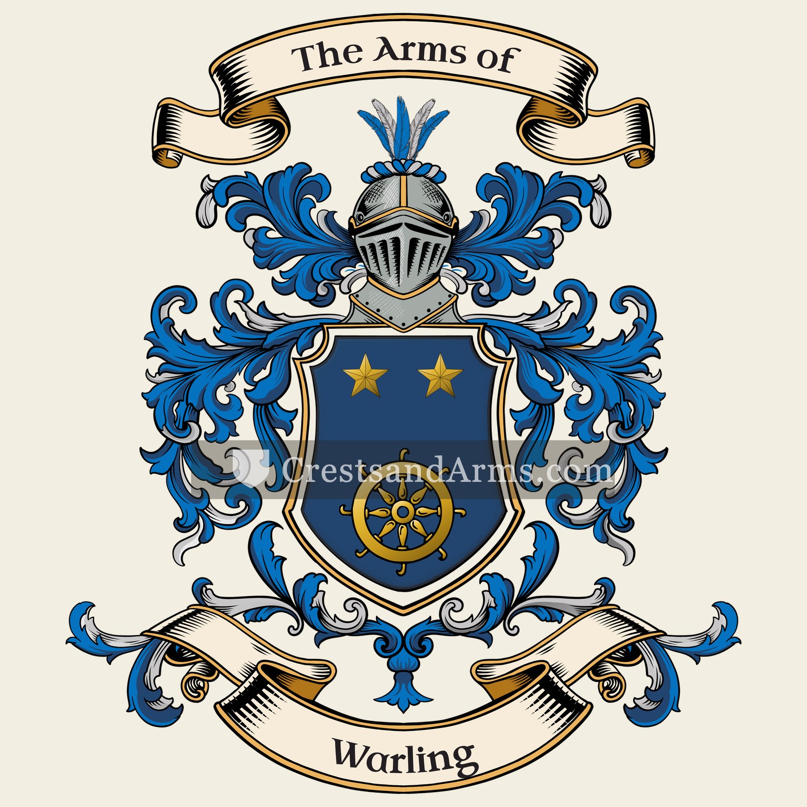 The Warling coat of arms, drawn from the recorded blazon