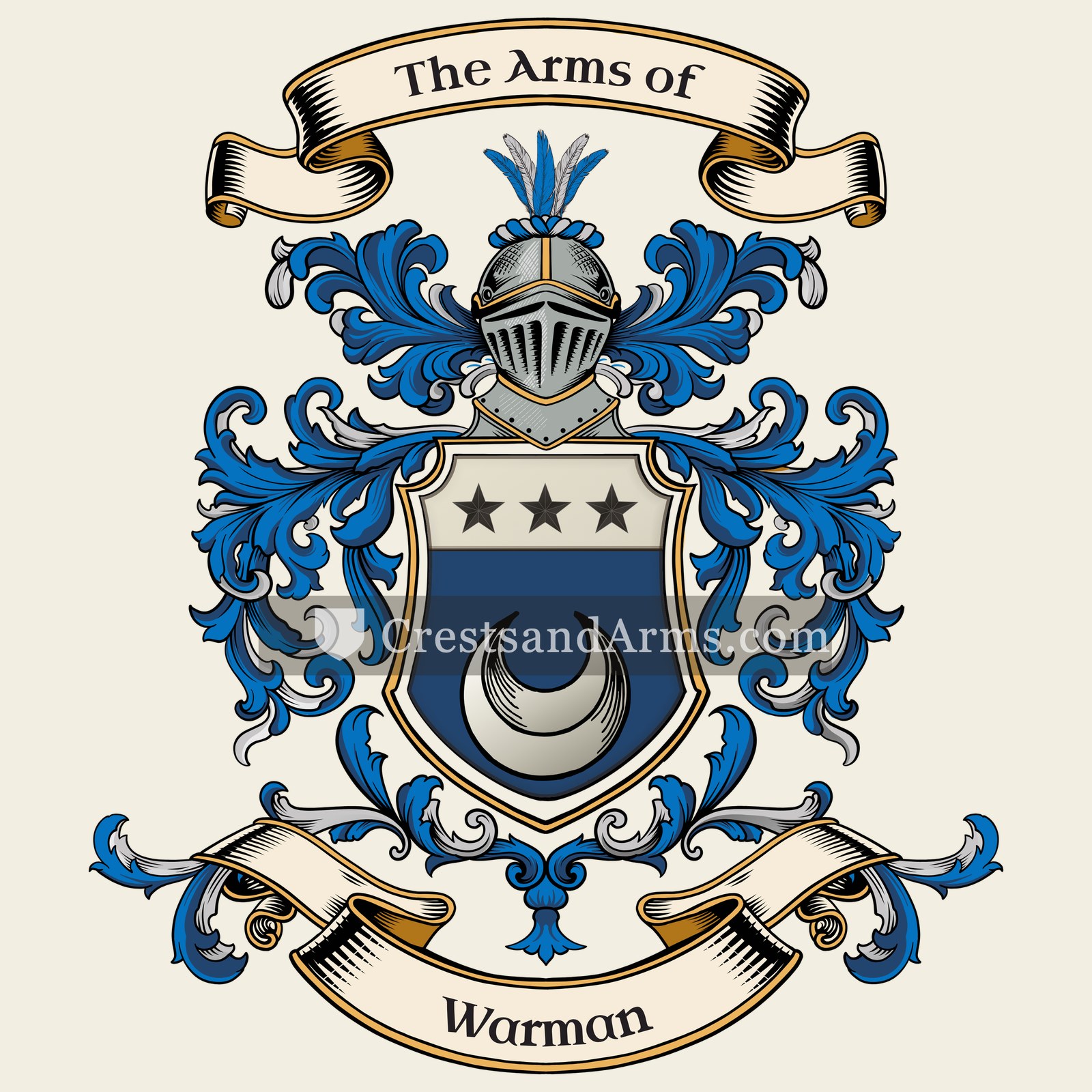 The Warman coat of arms, drawn from the recorded blazon