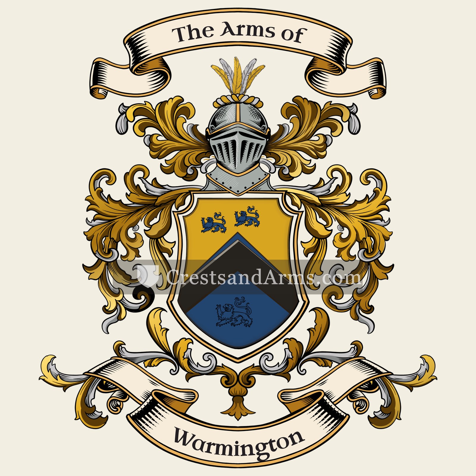 The Warmington coat of arms, drawn from the recorded blazon
