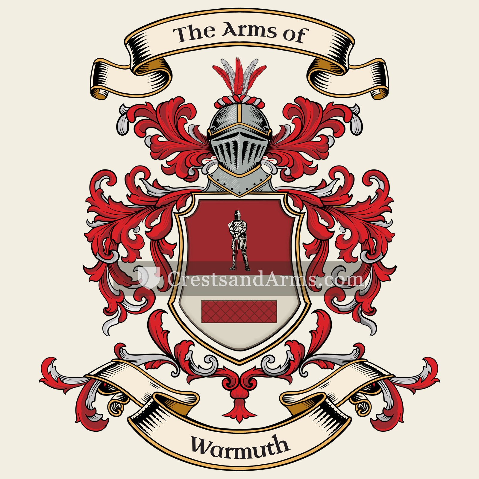 The Warmuth coat of arms, drawn from the recorded blazon