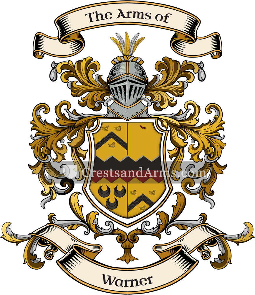 The Warner coat of arms, drawn from the recorded blazon