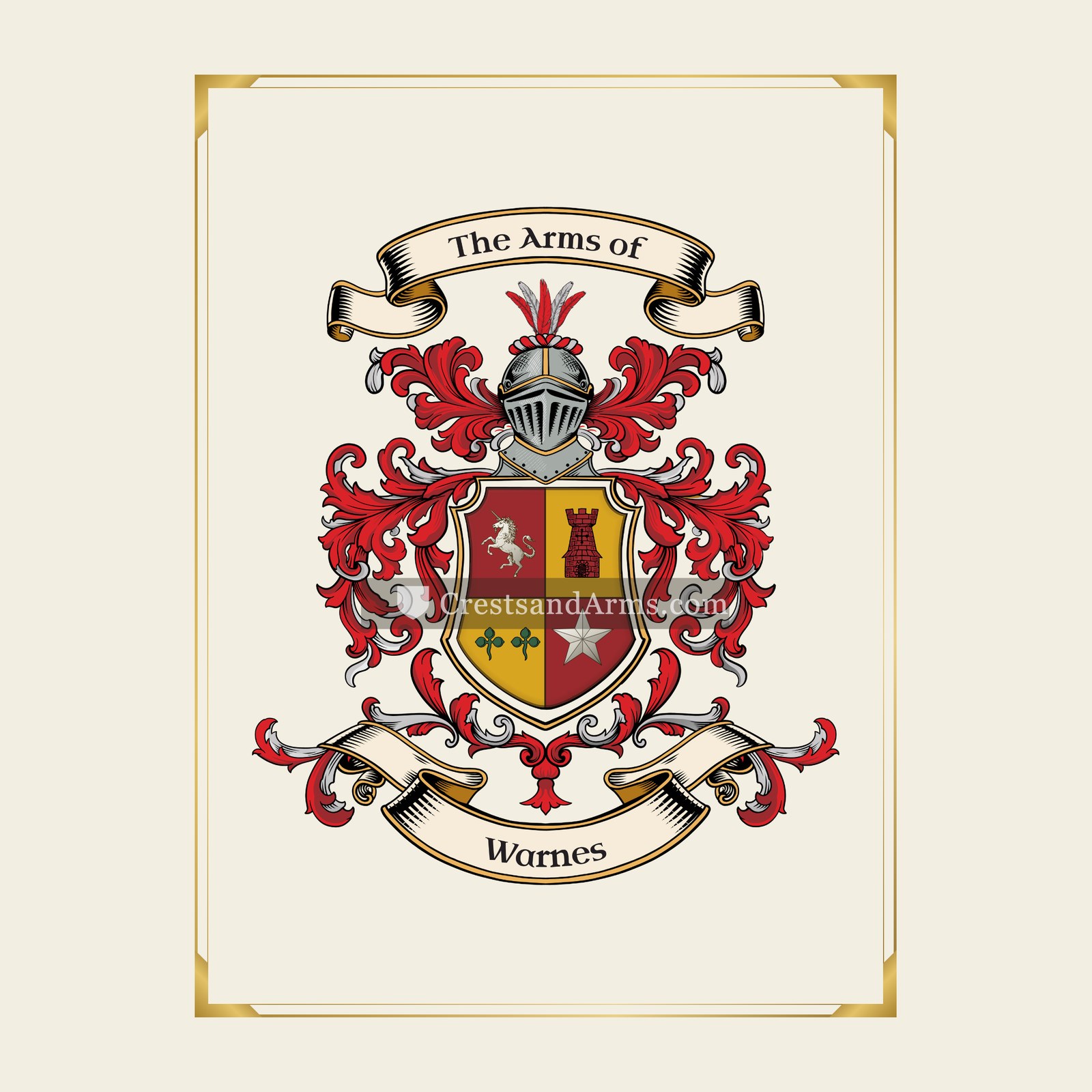 With gold border