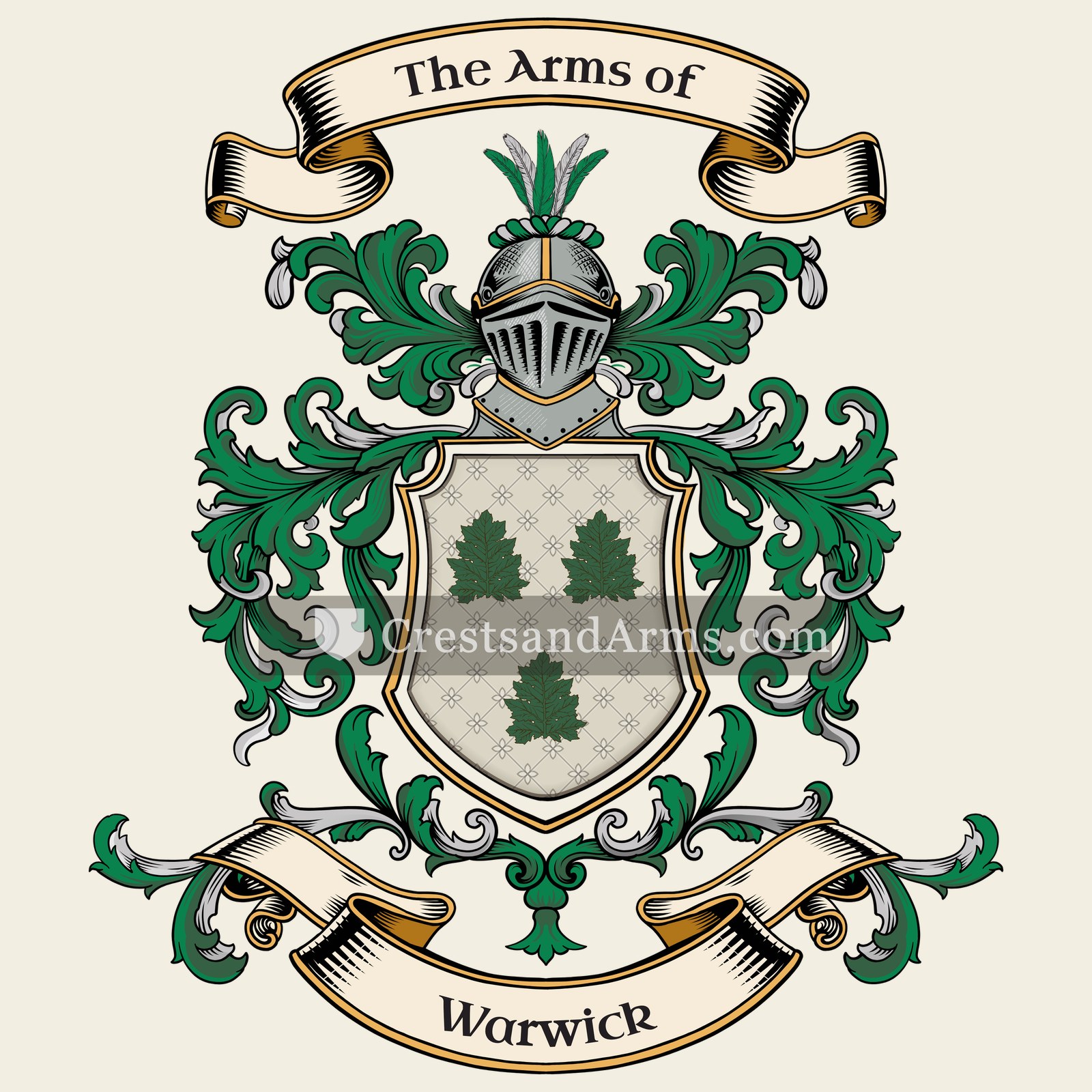 The Warwick coat of arms, drawn from the recorded blazon