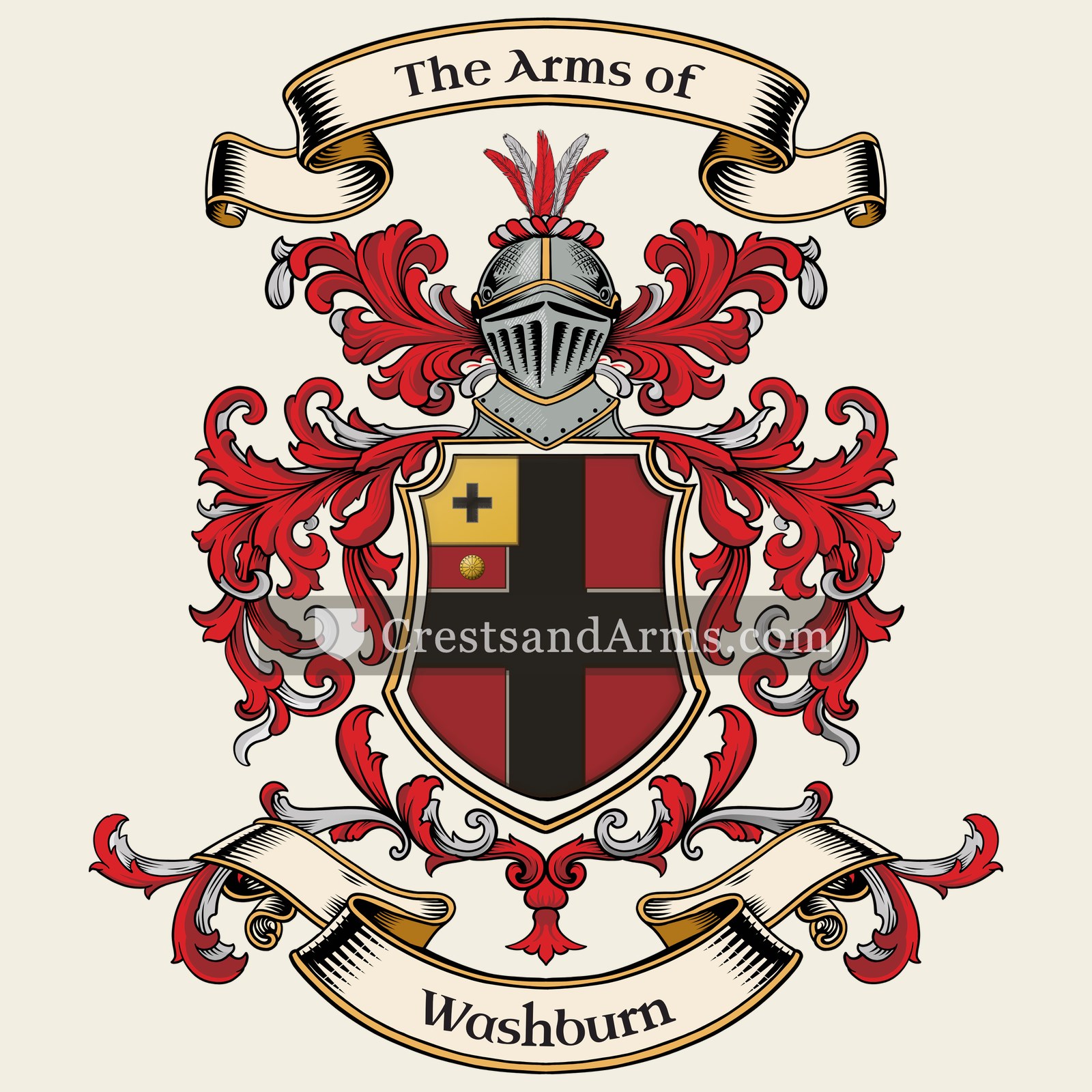 The Washburn coat of arms, drawn from the recorded blazon