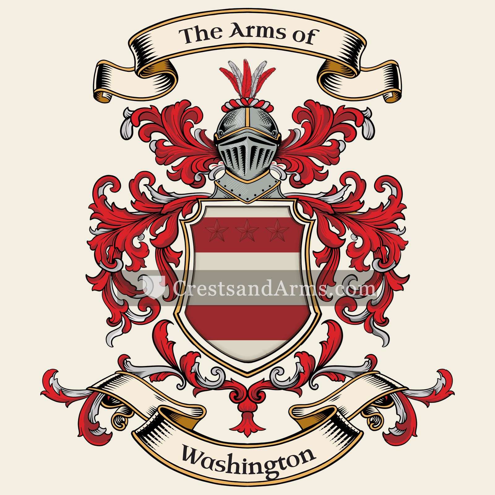 The Washington coat of arms, drawn from the recorded blazon