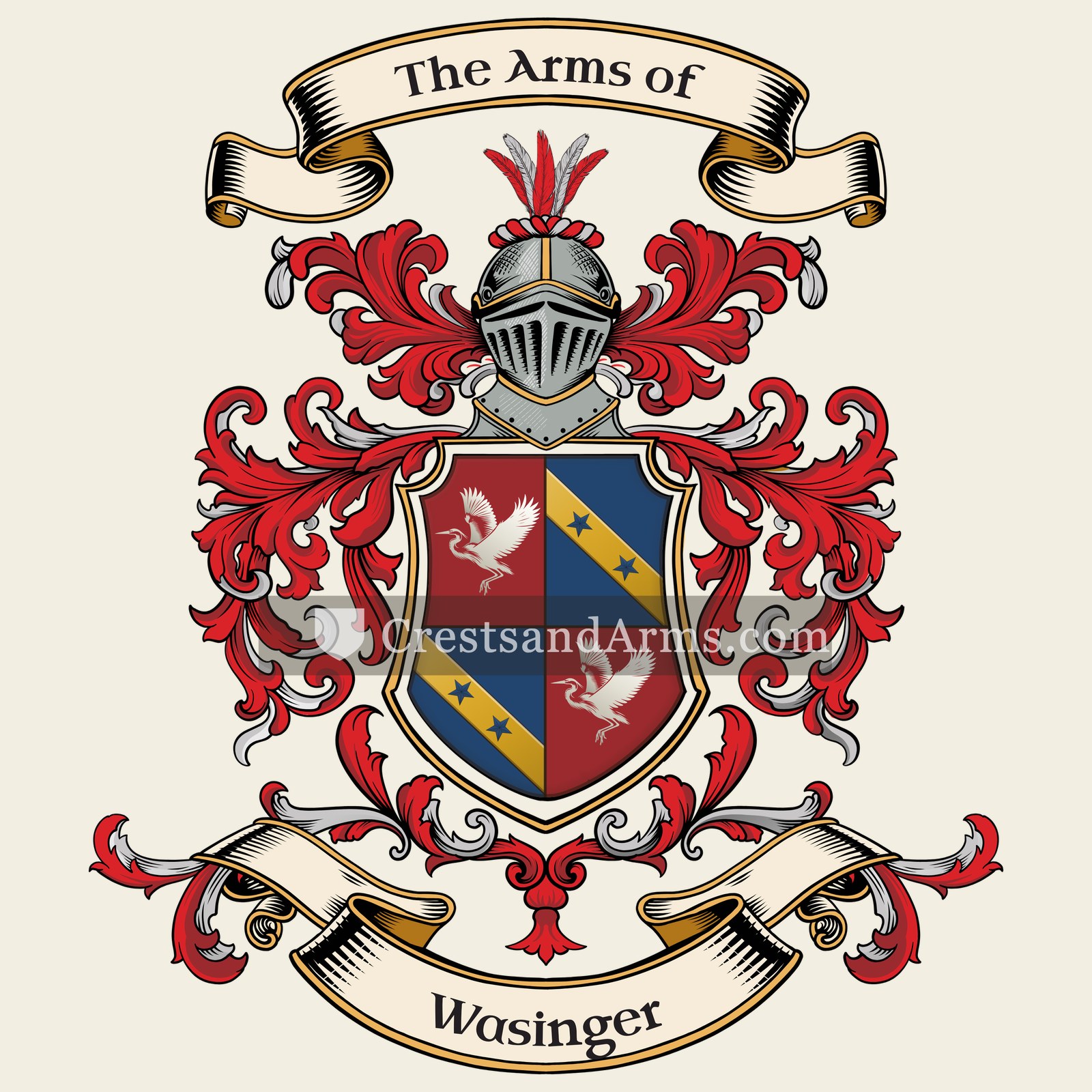 The Wasinger coat of arms, drawn from the recorded blazon