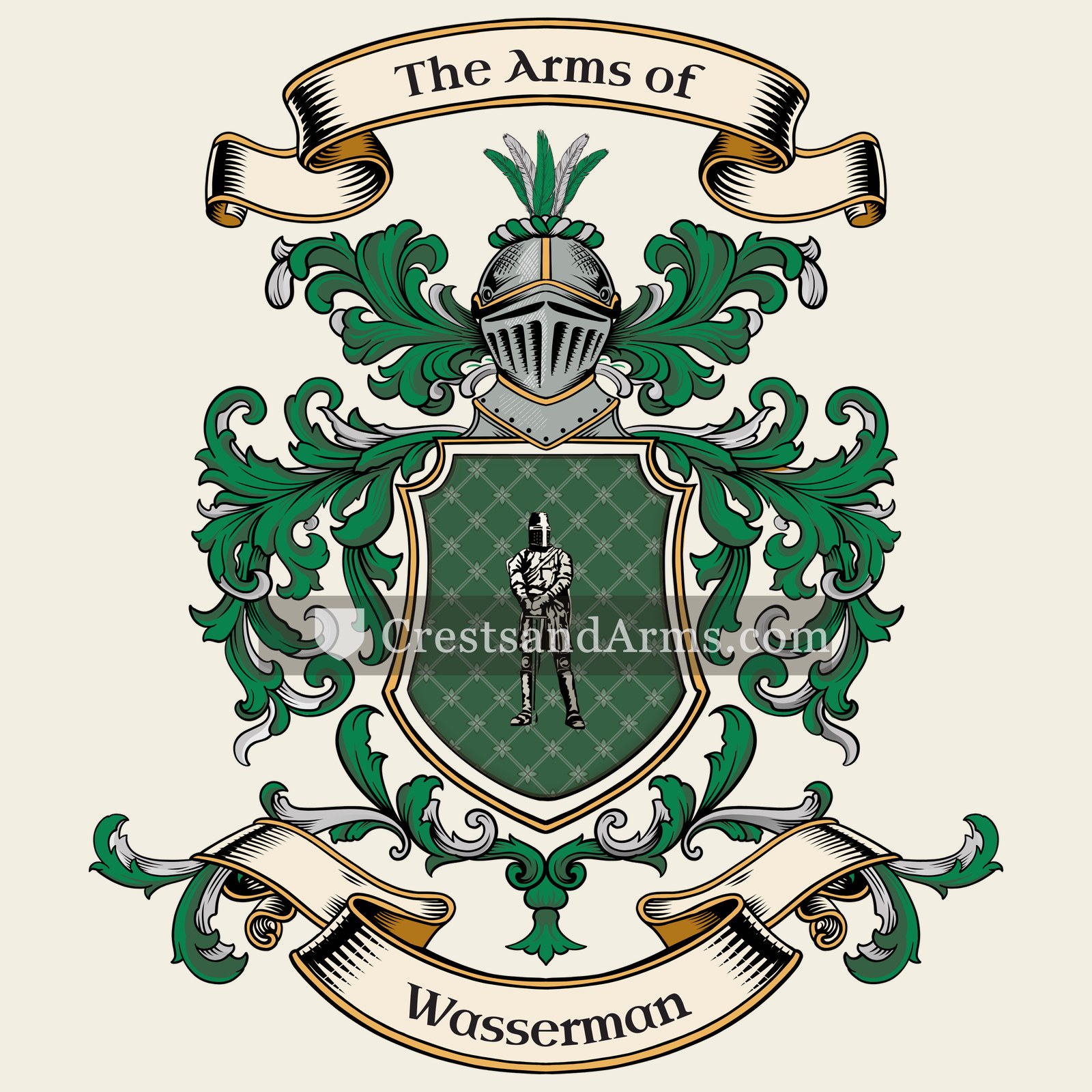 The Wasserman coat of arms, drawn from the recorded blazon