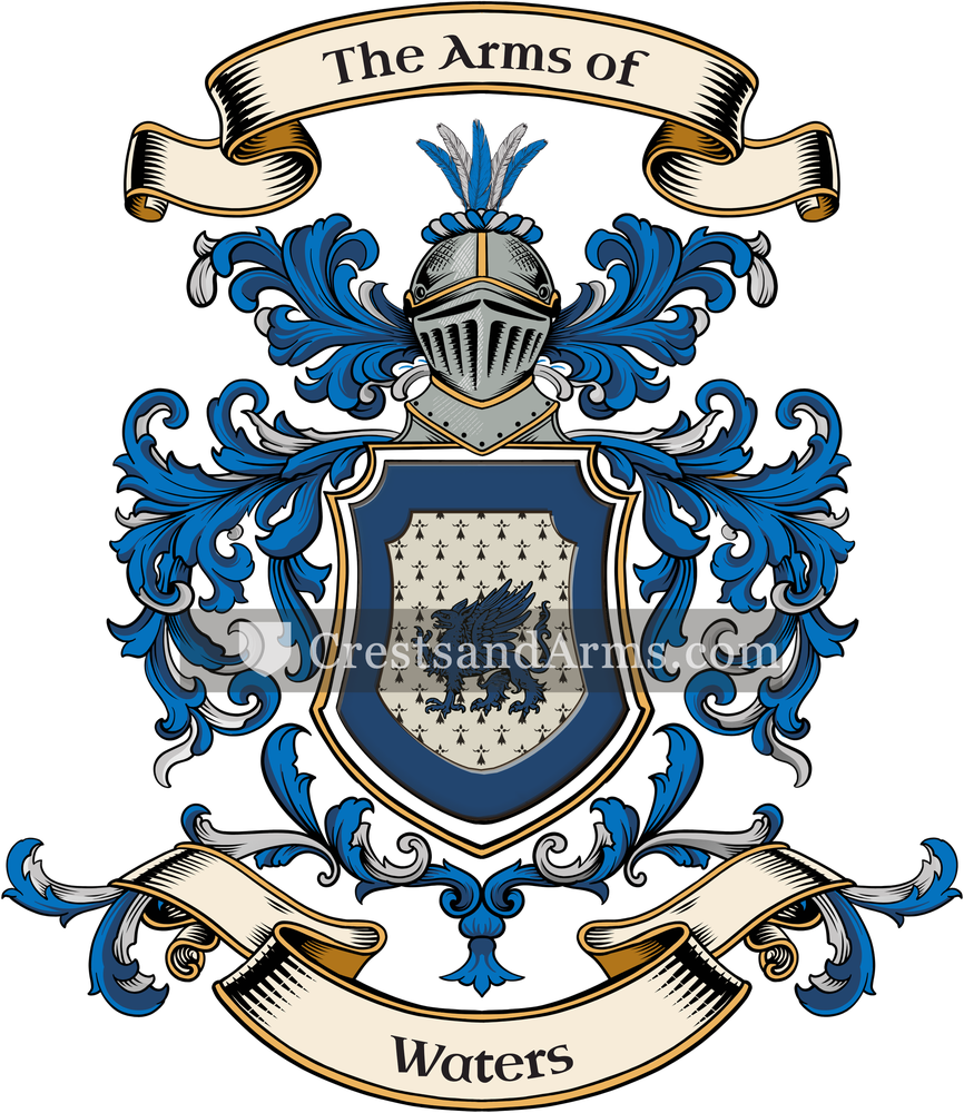The Waters coat of arms, drawn from the recorded blazon