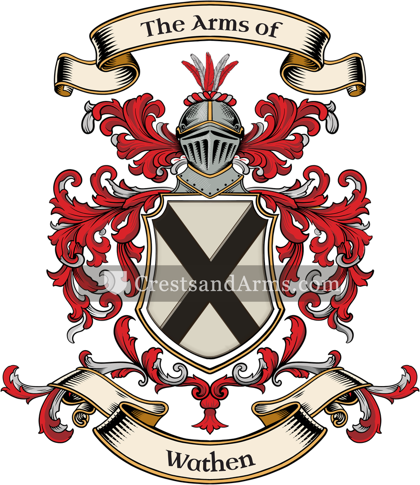 The Wathen coat of arms, drawn from the recorded blazon