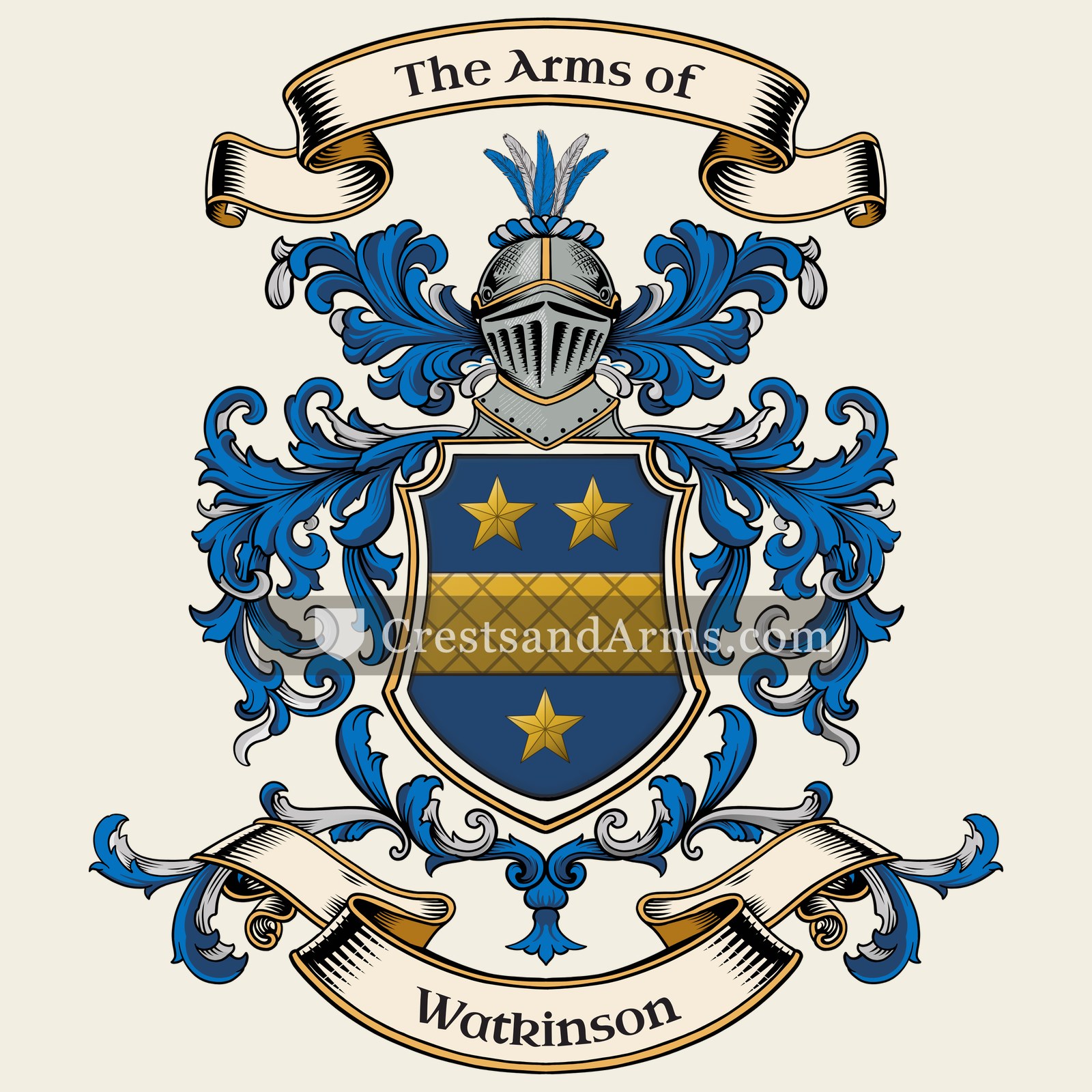 The Watkinson coat of arms, drawn from the recorded blazon