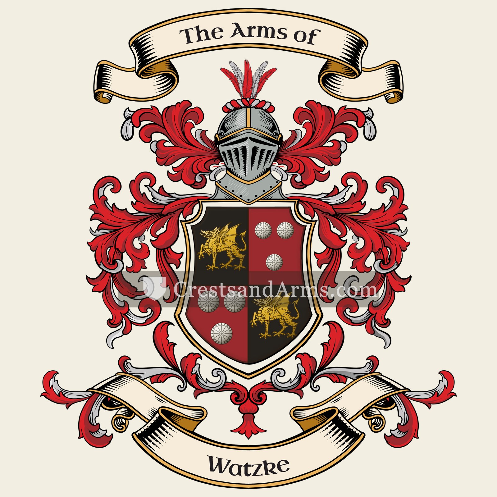 The Watzke coat of arms, drawn from the recorded blazon