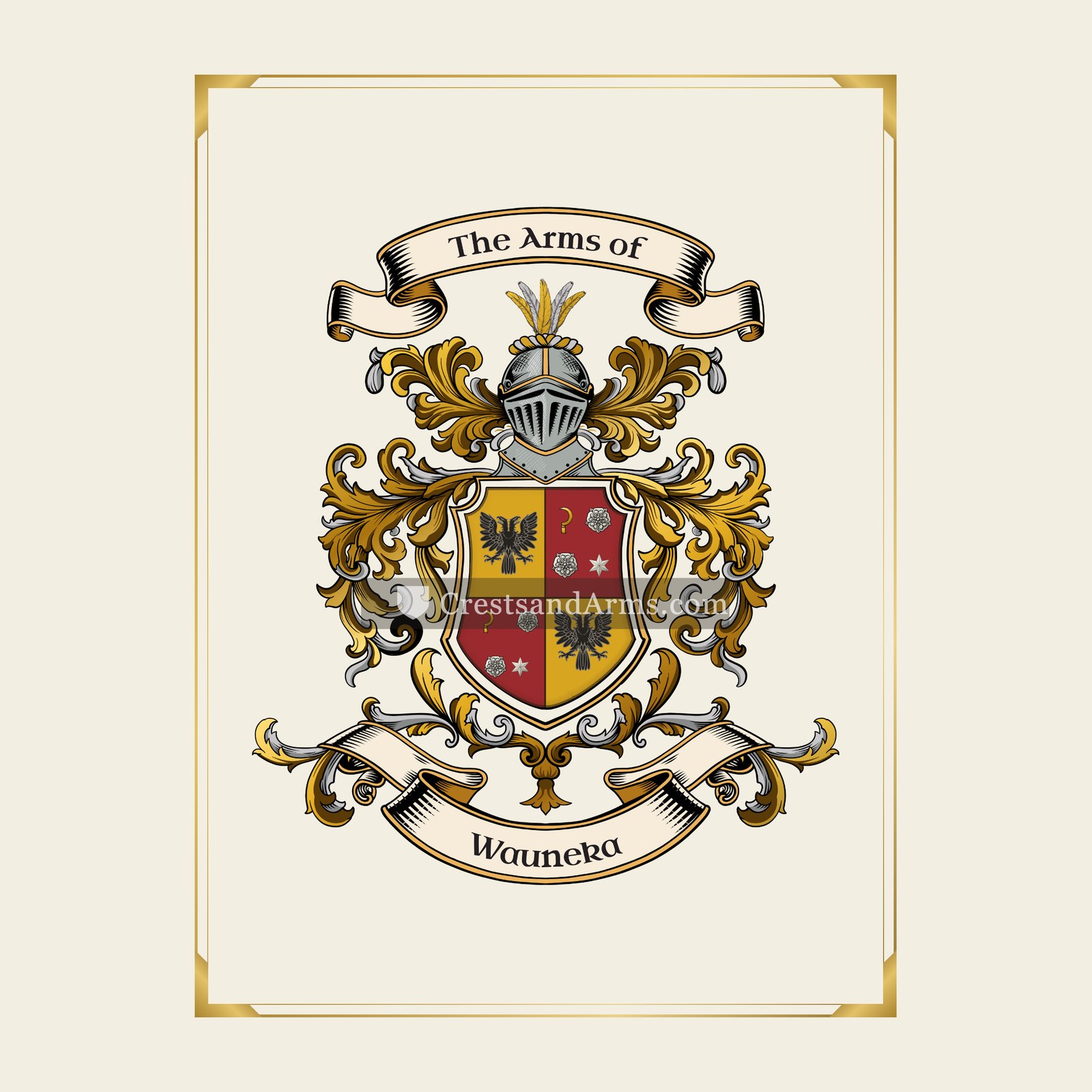 With gold border