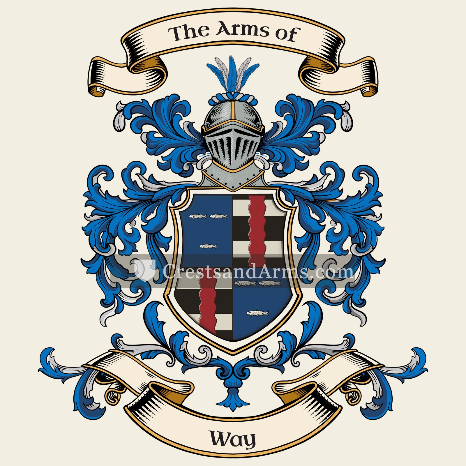 The Way coat of arms, drawn from the recorded blazon
