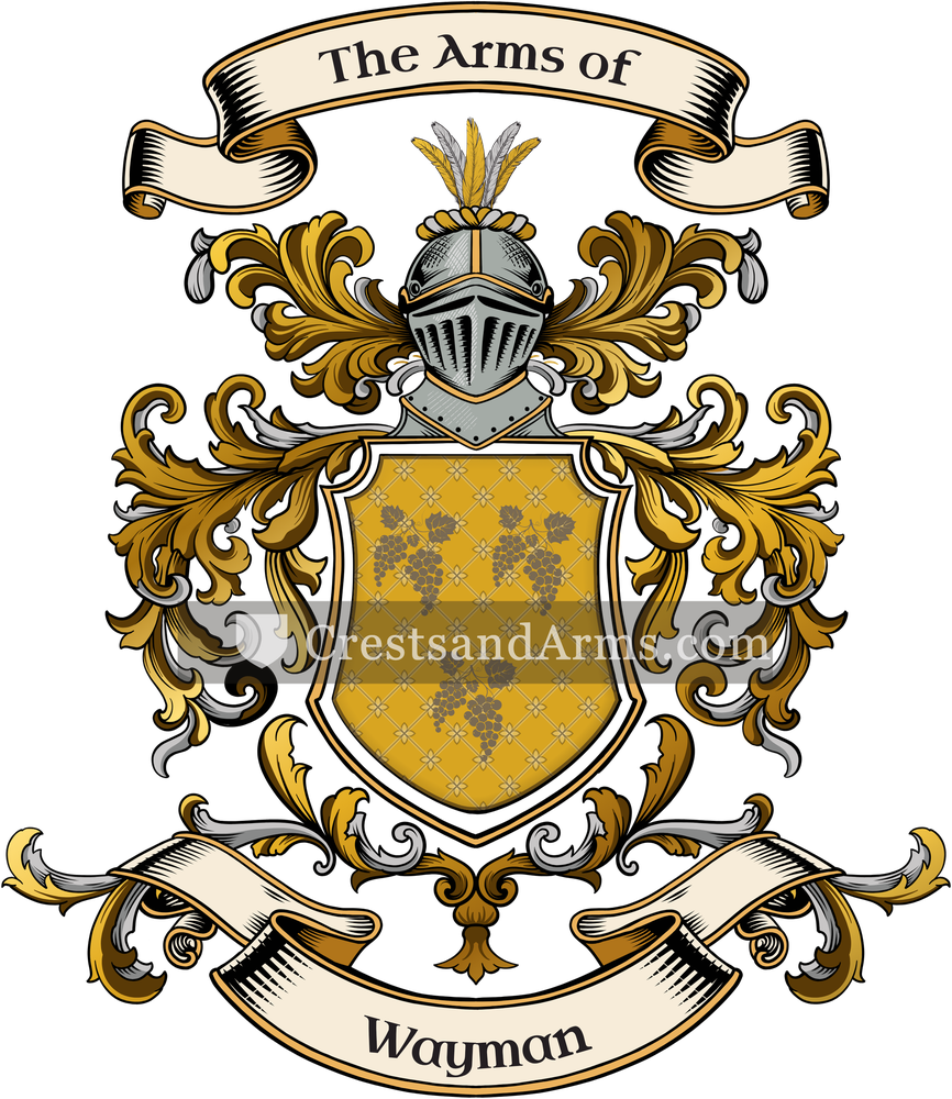 The Wayman coat of arms, drawn from the recorded blazon