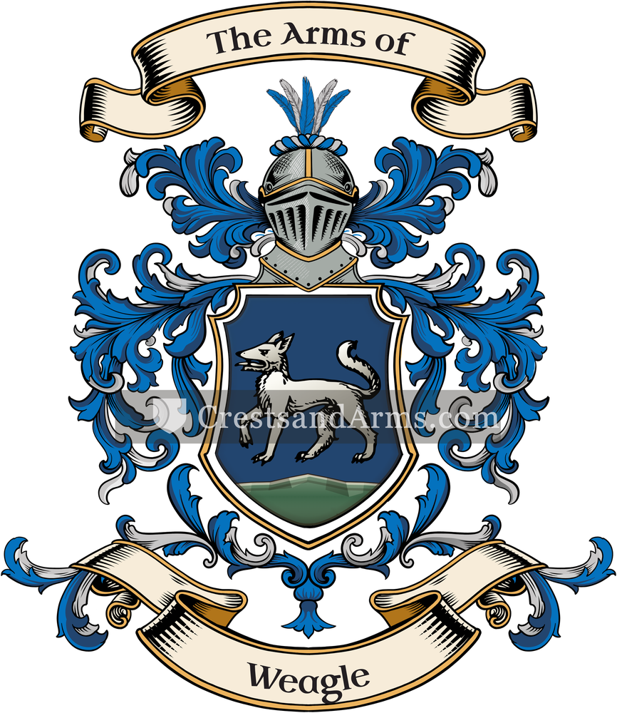 The Weagle coat of arms, drawn from the recorded blazon