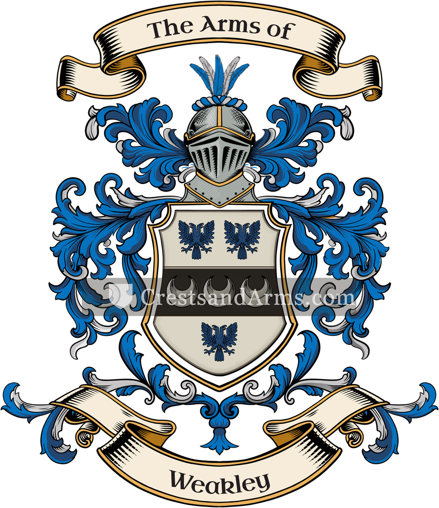 The Weakley coat of arms, drawn from the recorded blazon