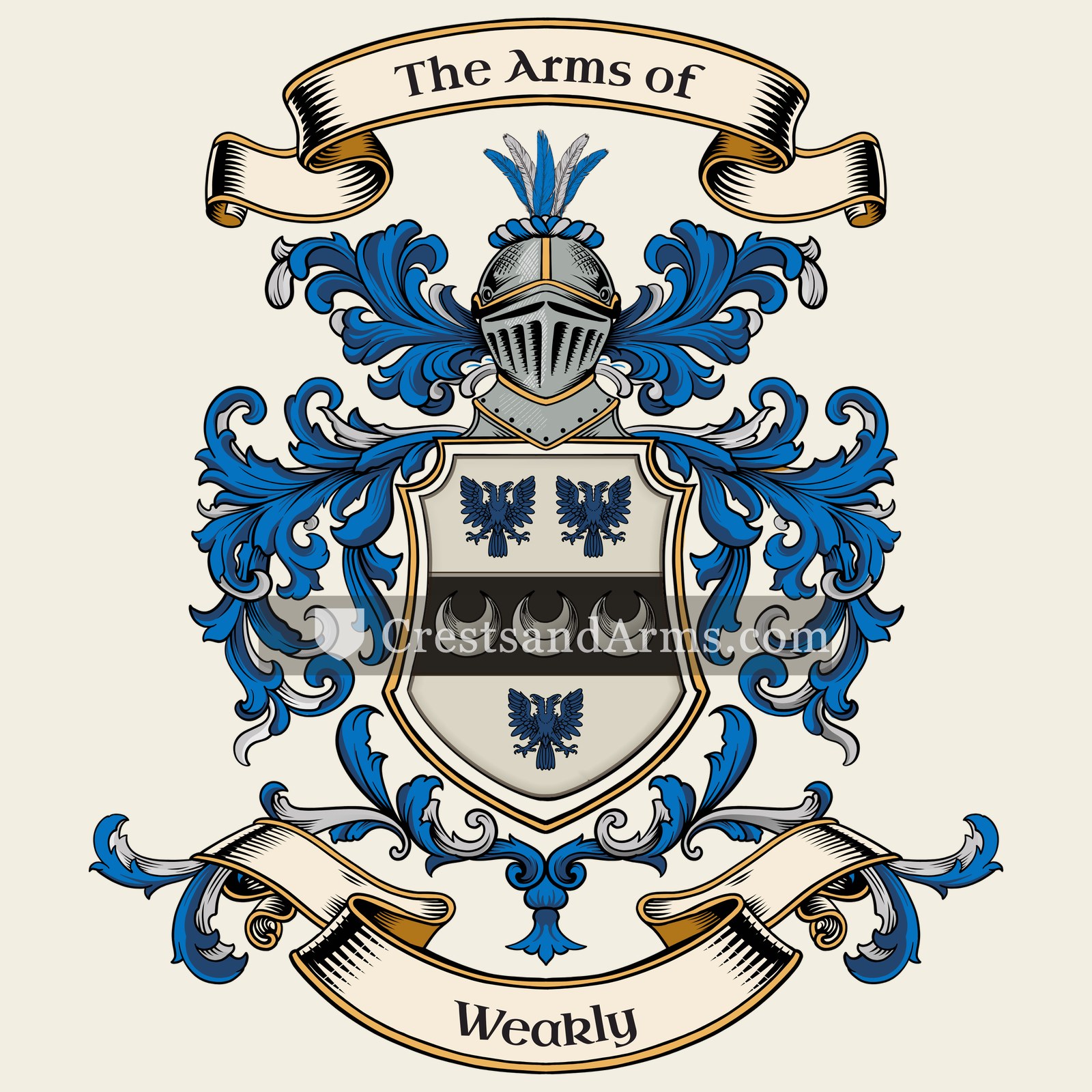 The Weakly coat of arms, drawn from the recorded blazon