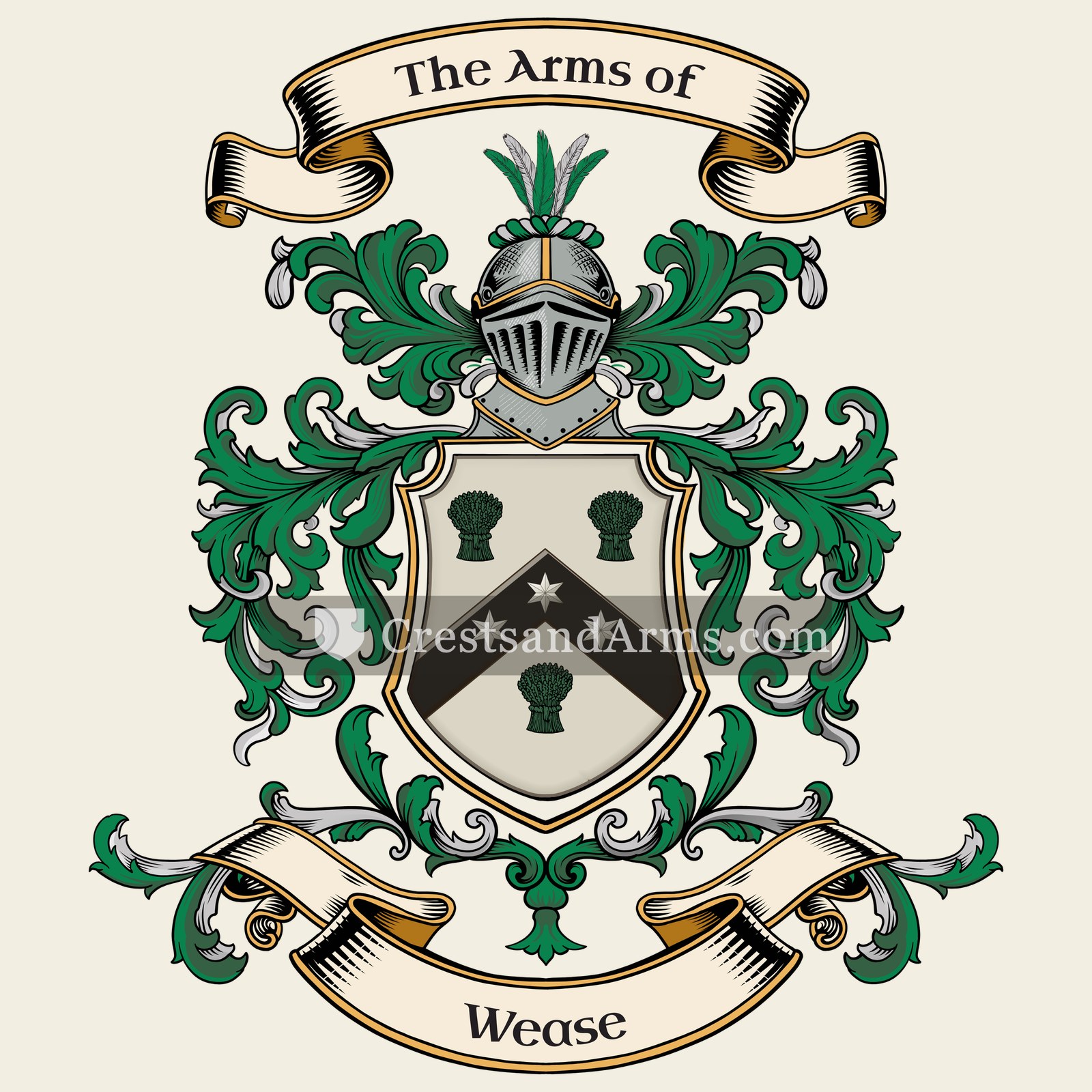 The Wease coat of arms, drawn from the recorded blazon
