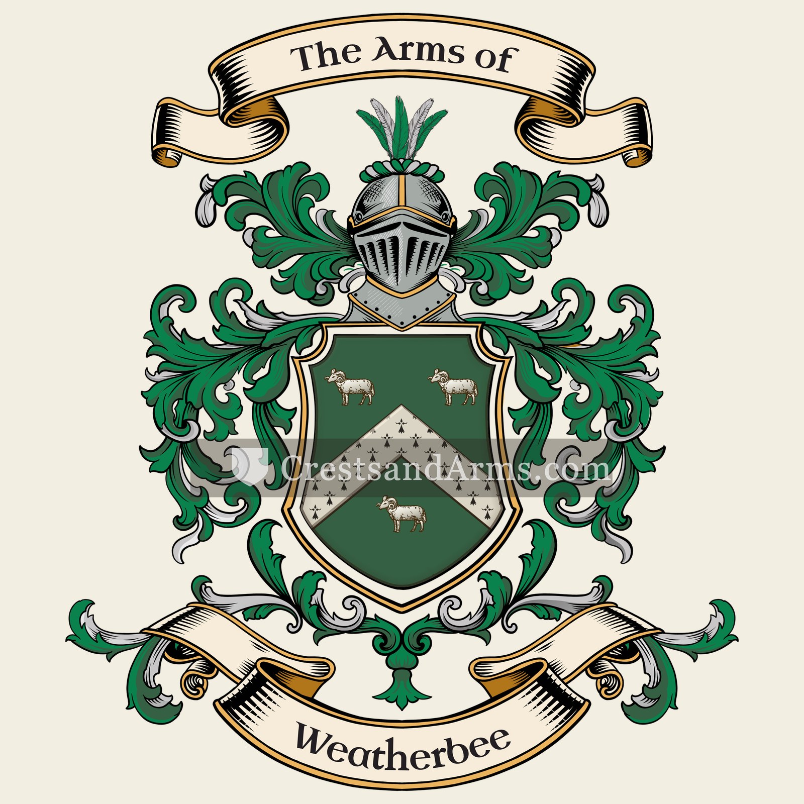 The Weatherbee coat of arms, drawn from the recorded blazon