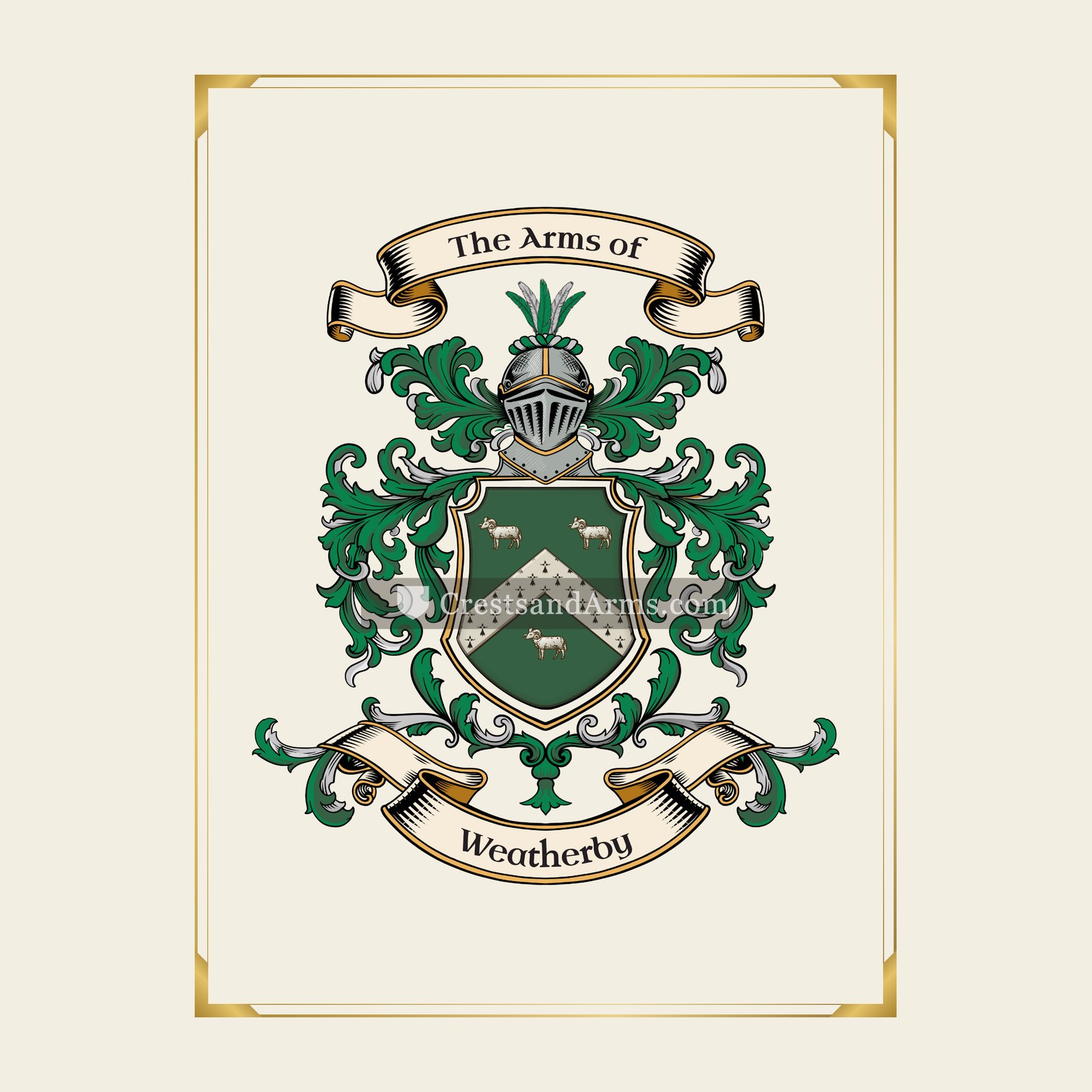 With gold border