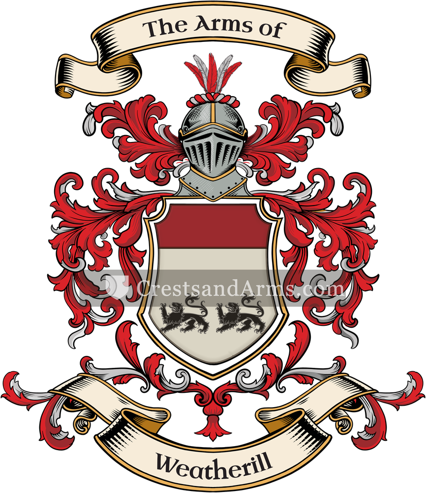 The Weatherill coat of arms, drawn from the recorded blazon