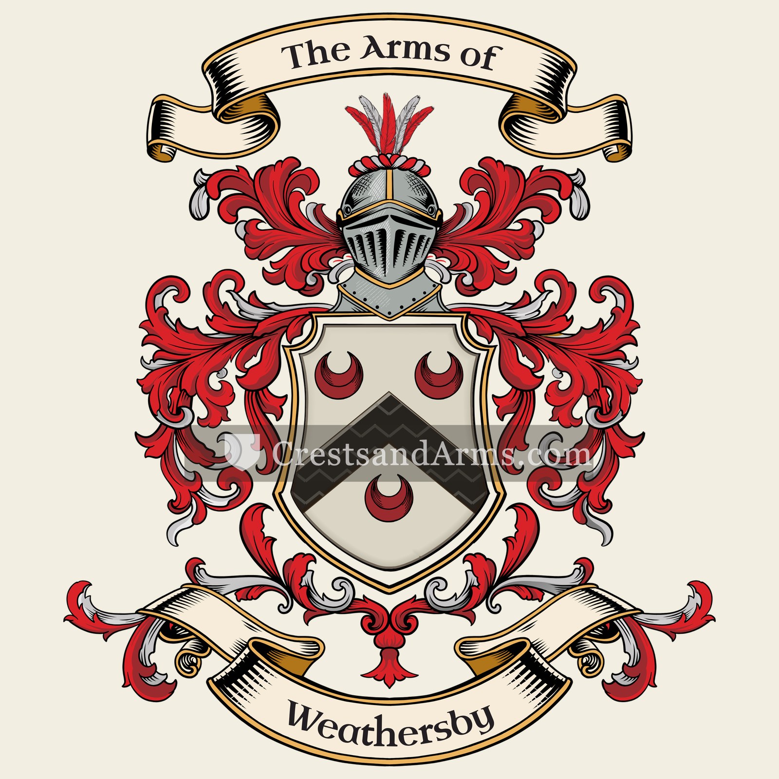 The Weathersby coat of arms, drawn from the recorded blazon