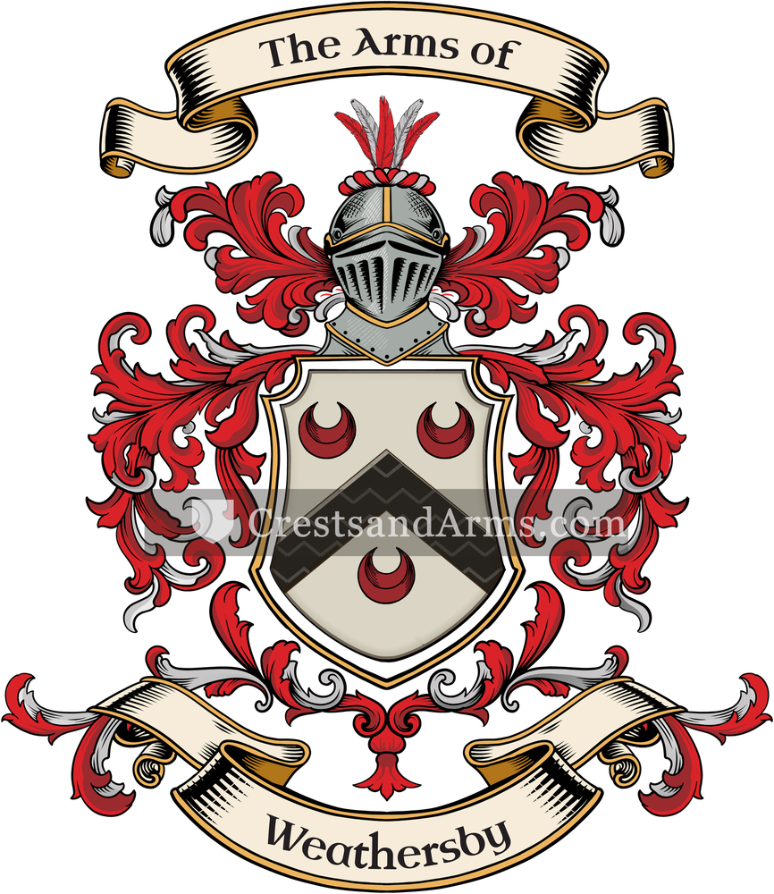 The Weathersby coat of arms, drawn from the recorded blazon