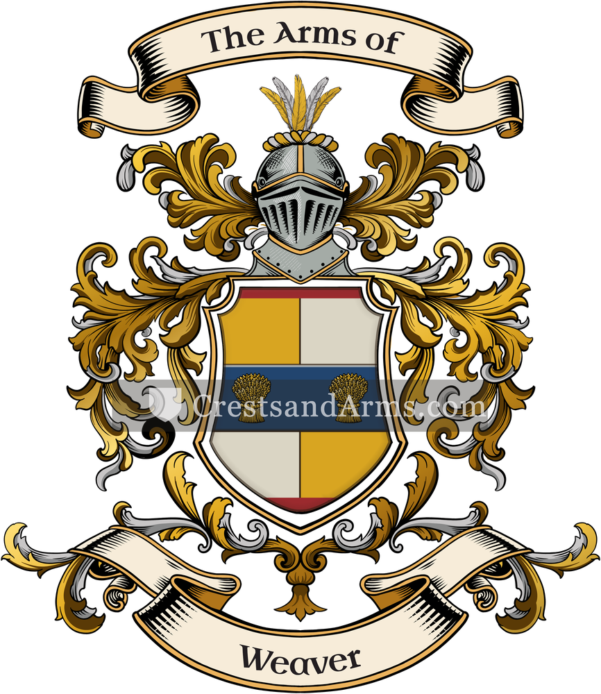 The Weaver coat of arms, drawn from the recorded blazon