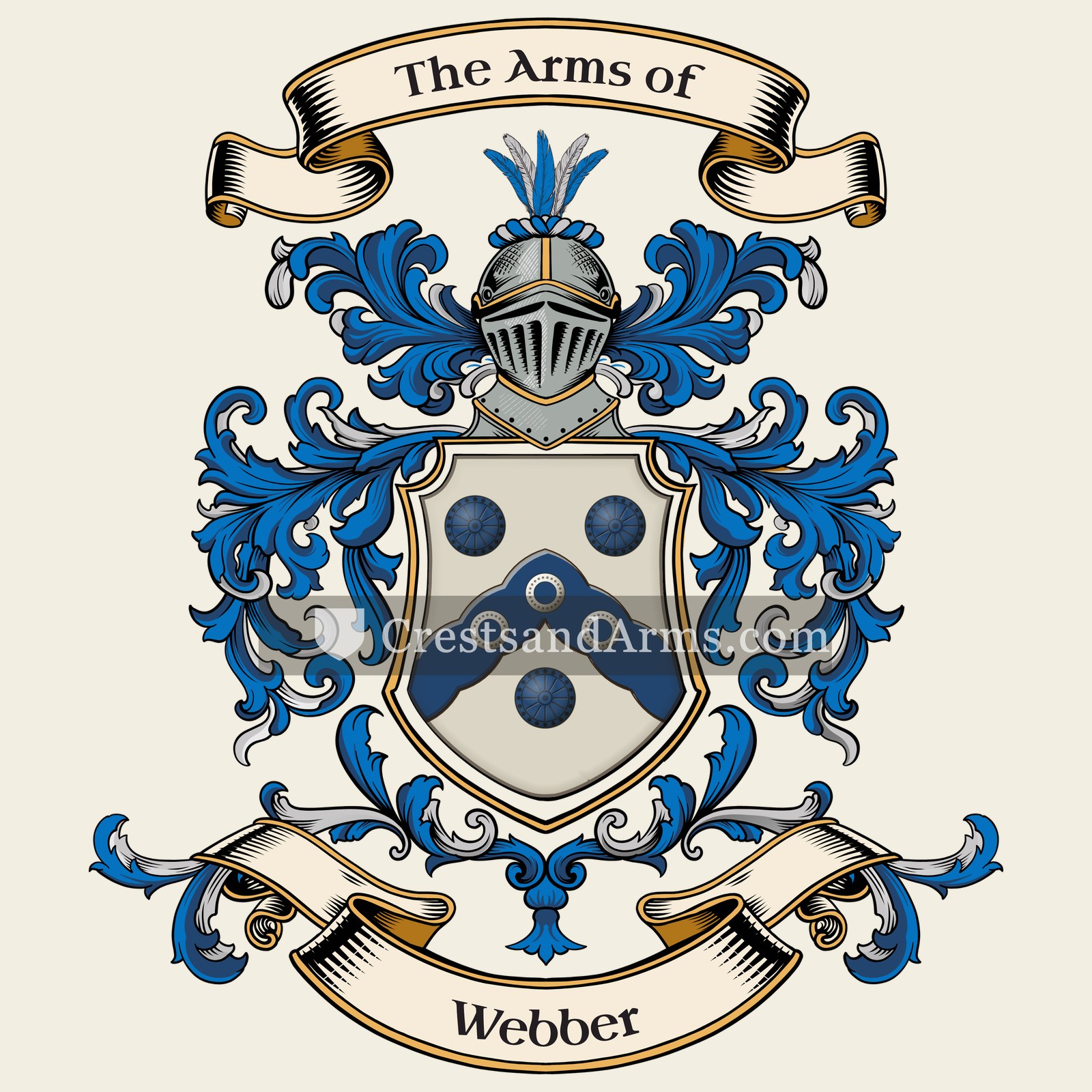 The Webber coat of arms, drawn from the recorded blazon