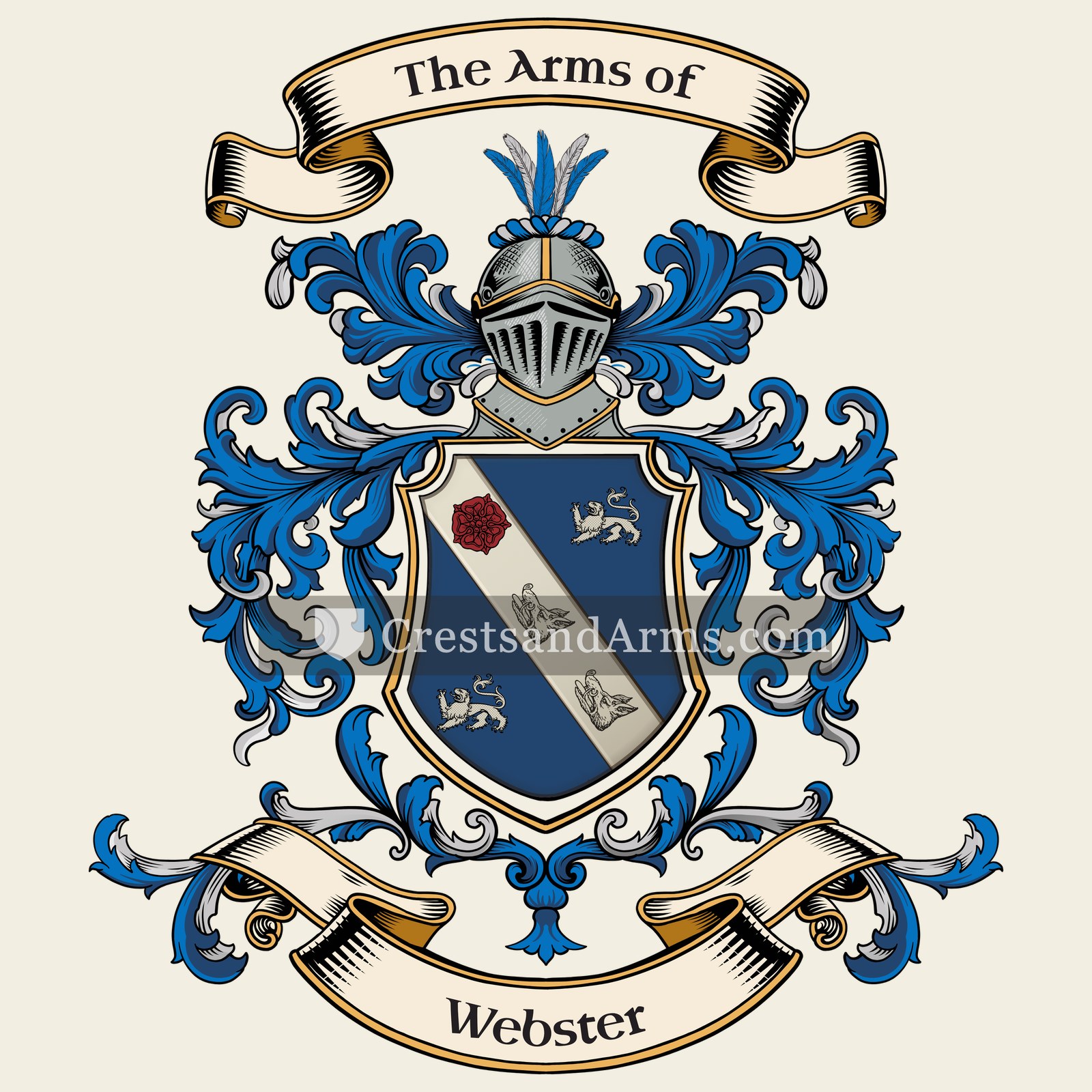 The Webster coat of arms, drawn from the recorded blazon
