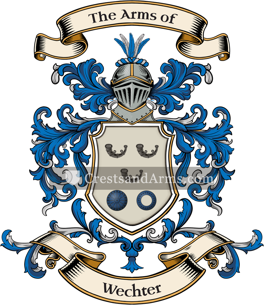 The Wechter coat of arms, drawn from the recorded blazon