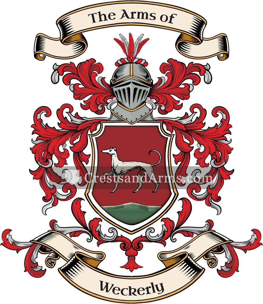 The Weckerly coat of arms, drawn from the recorded blazon