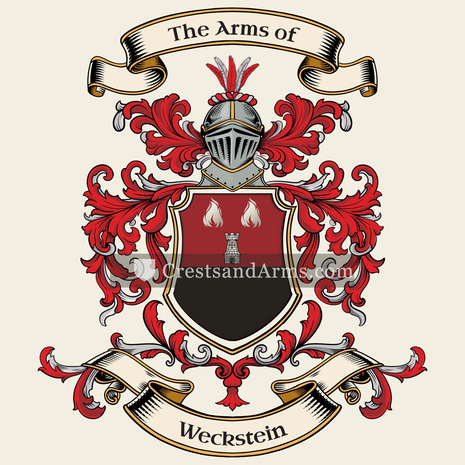 The Weckstein coat of arms, drawn from the recorded blazon