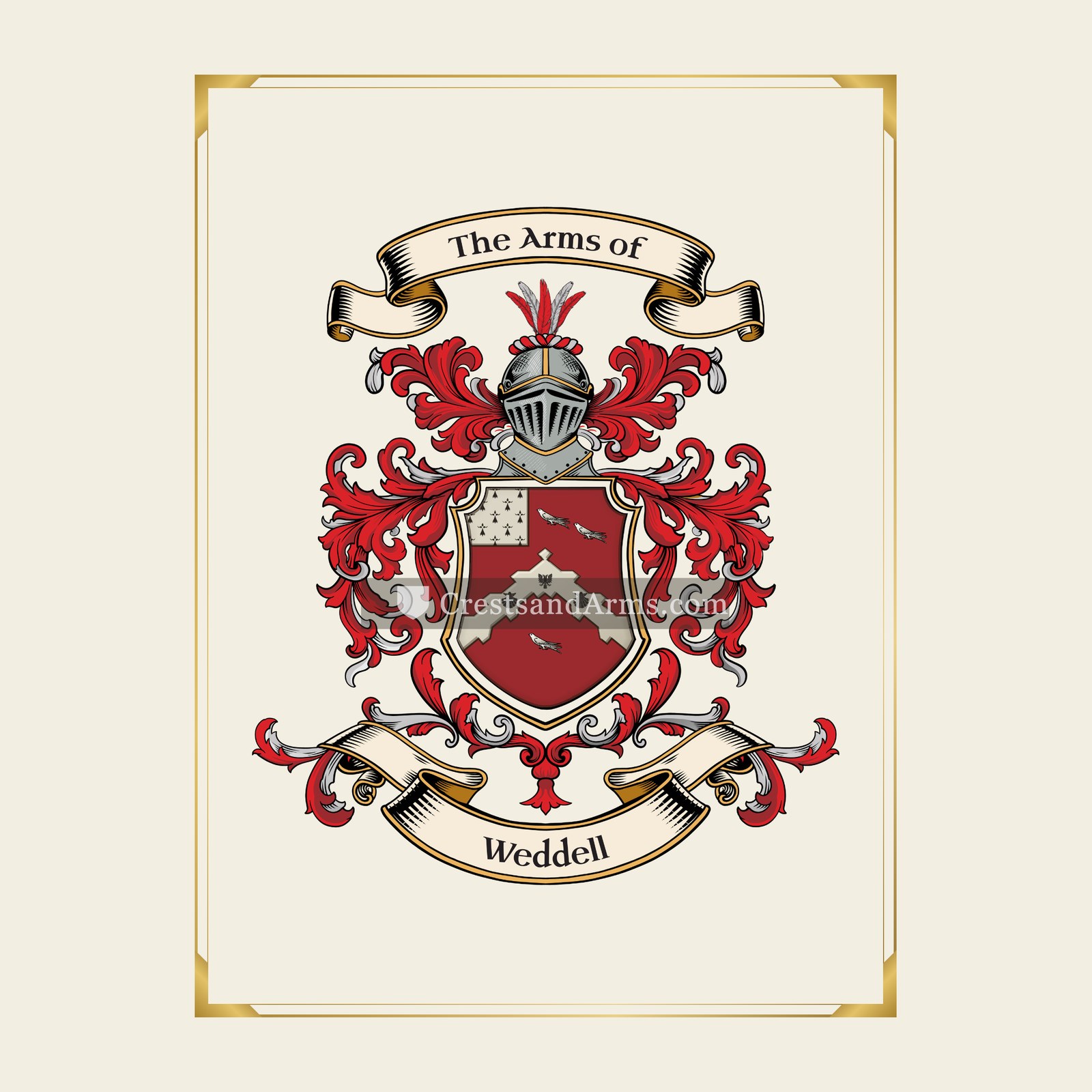 With gold border