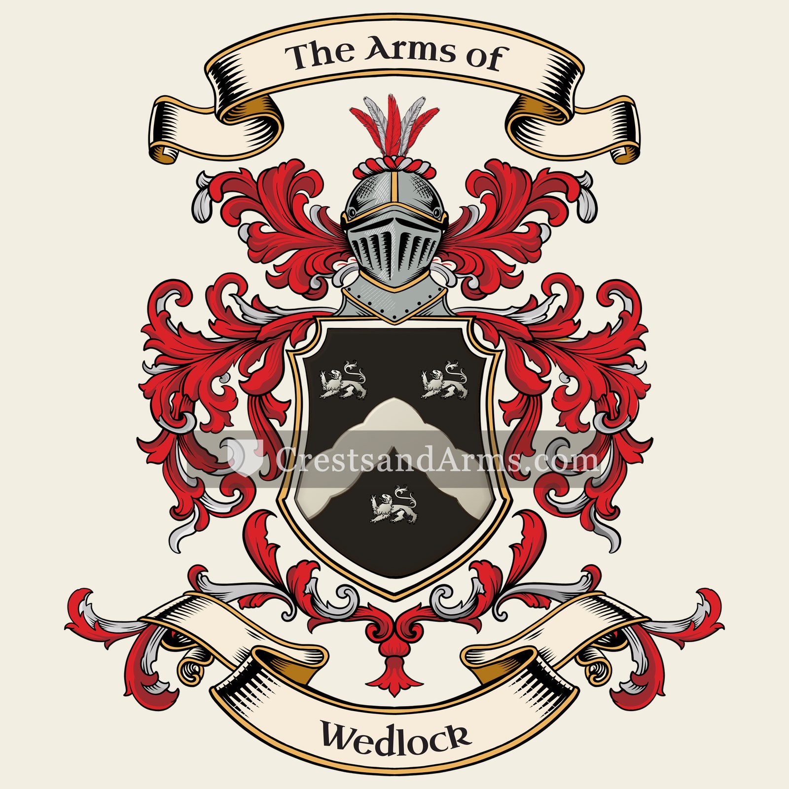 The Wedlock coat of arms, drawn from the recorded blazon