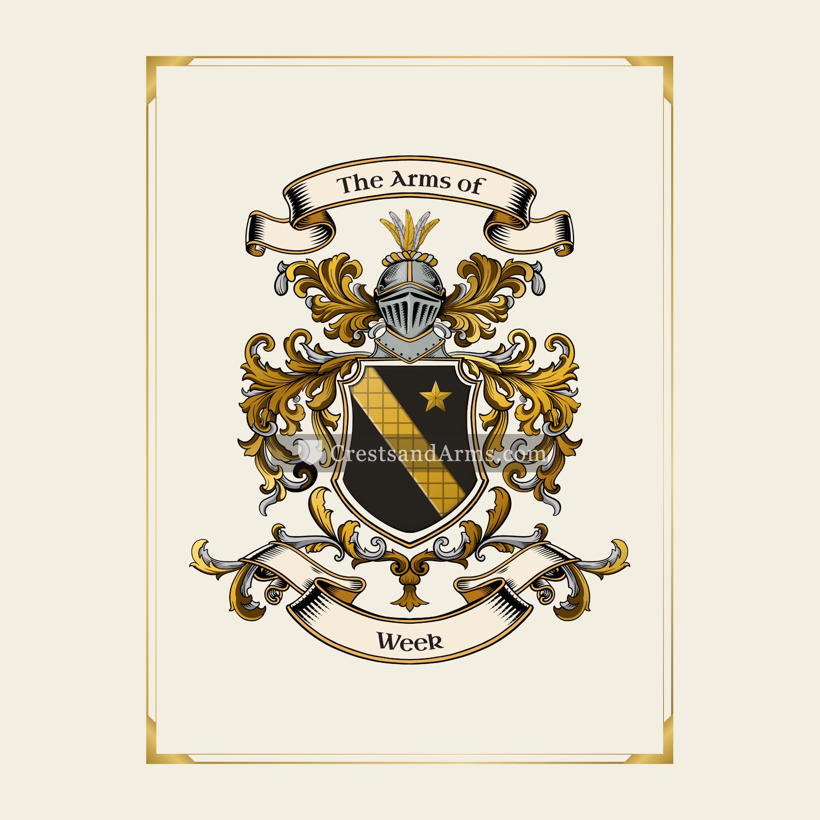 With gold border