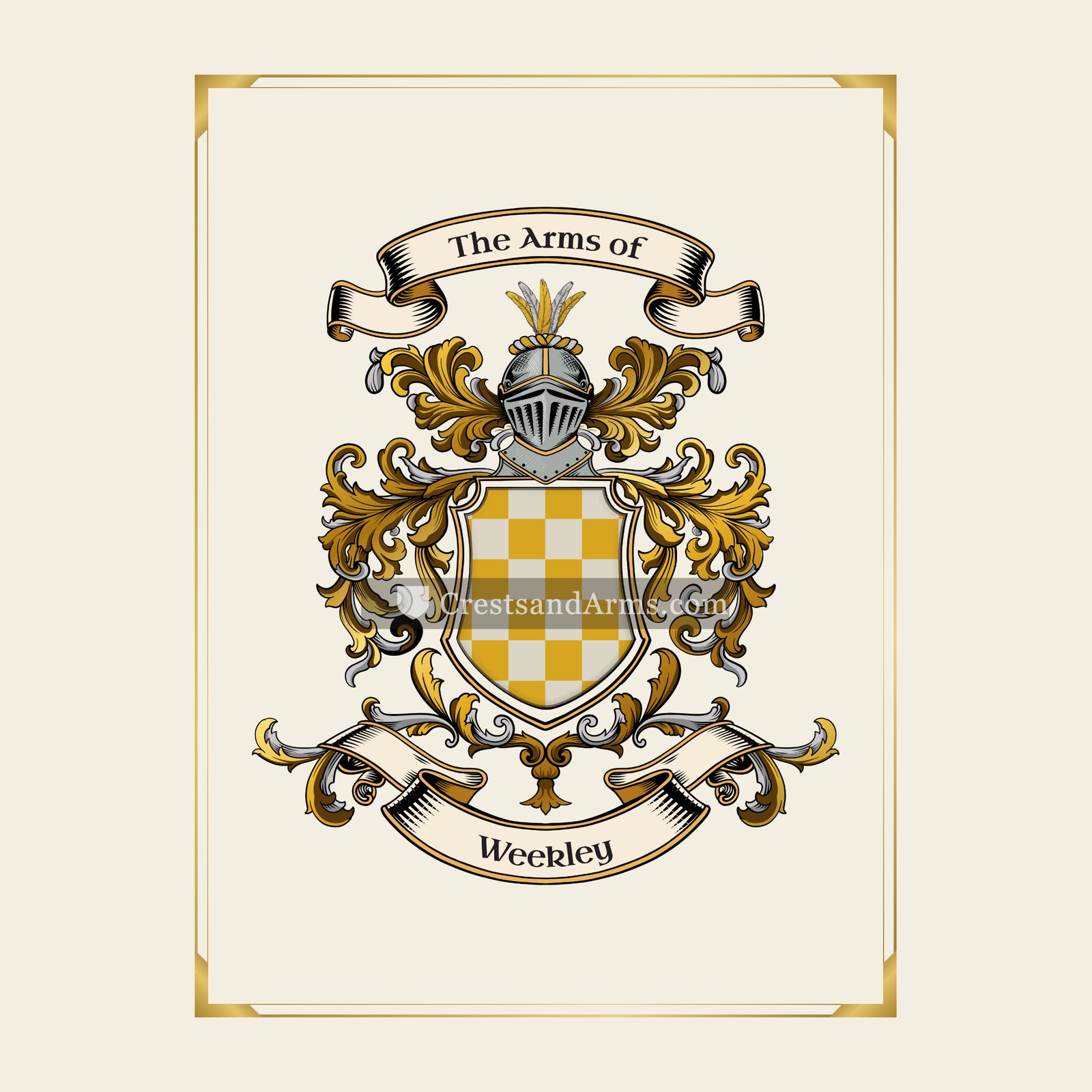 With gold border
