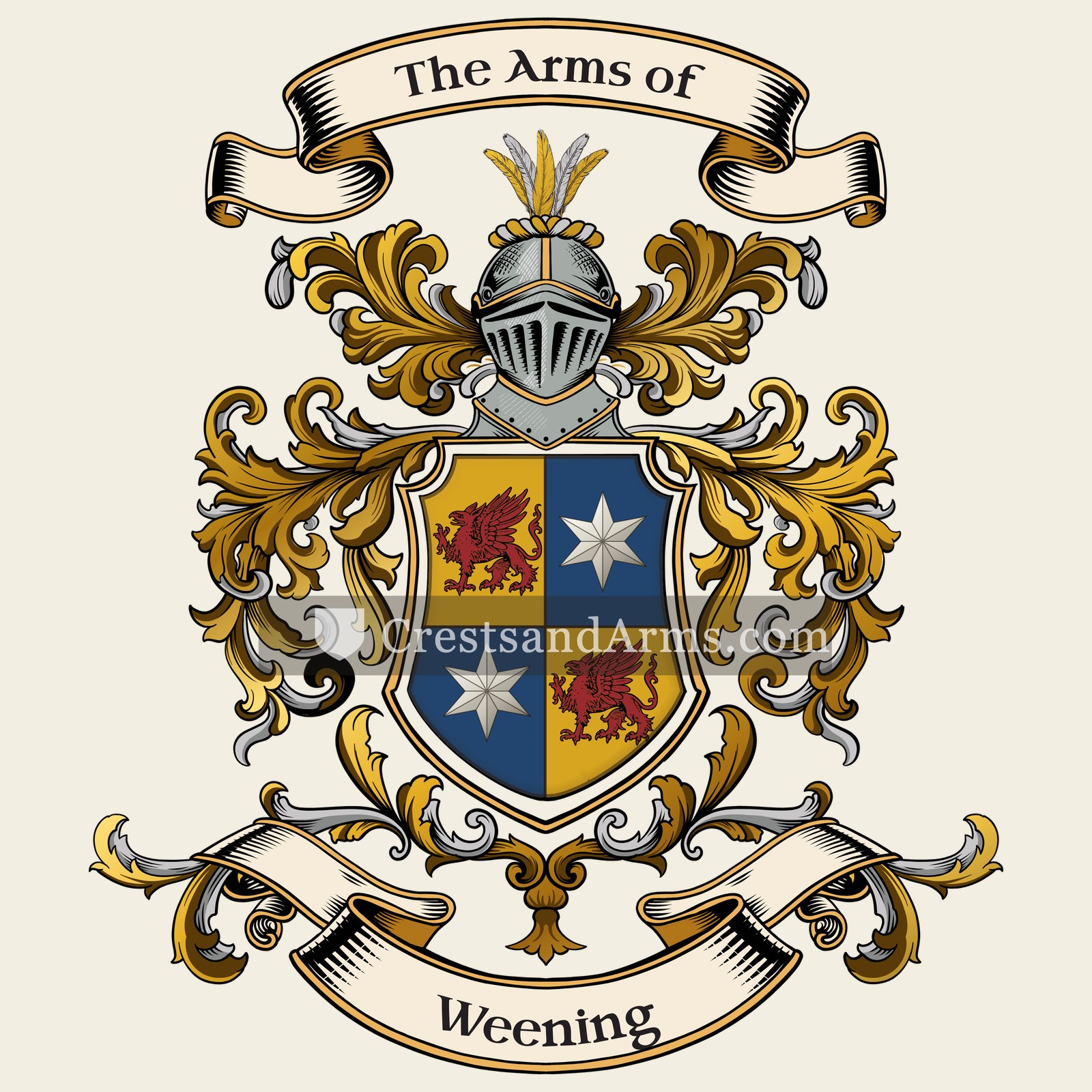 The Weening coat of arms, drawn from the recorded blazon
