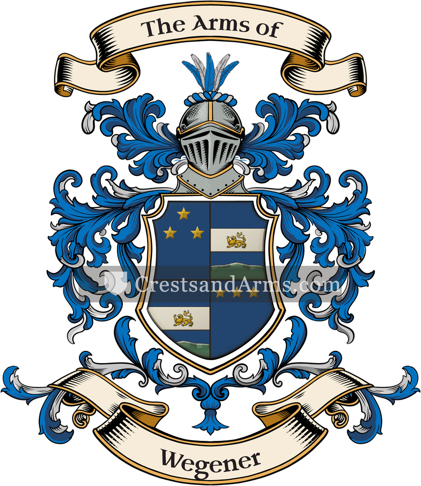 The Wegener coat of arms, drawn from the recorded blazon