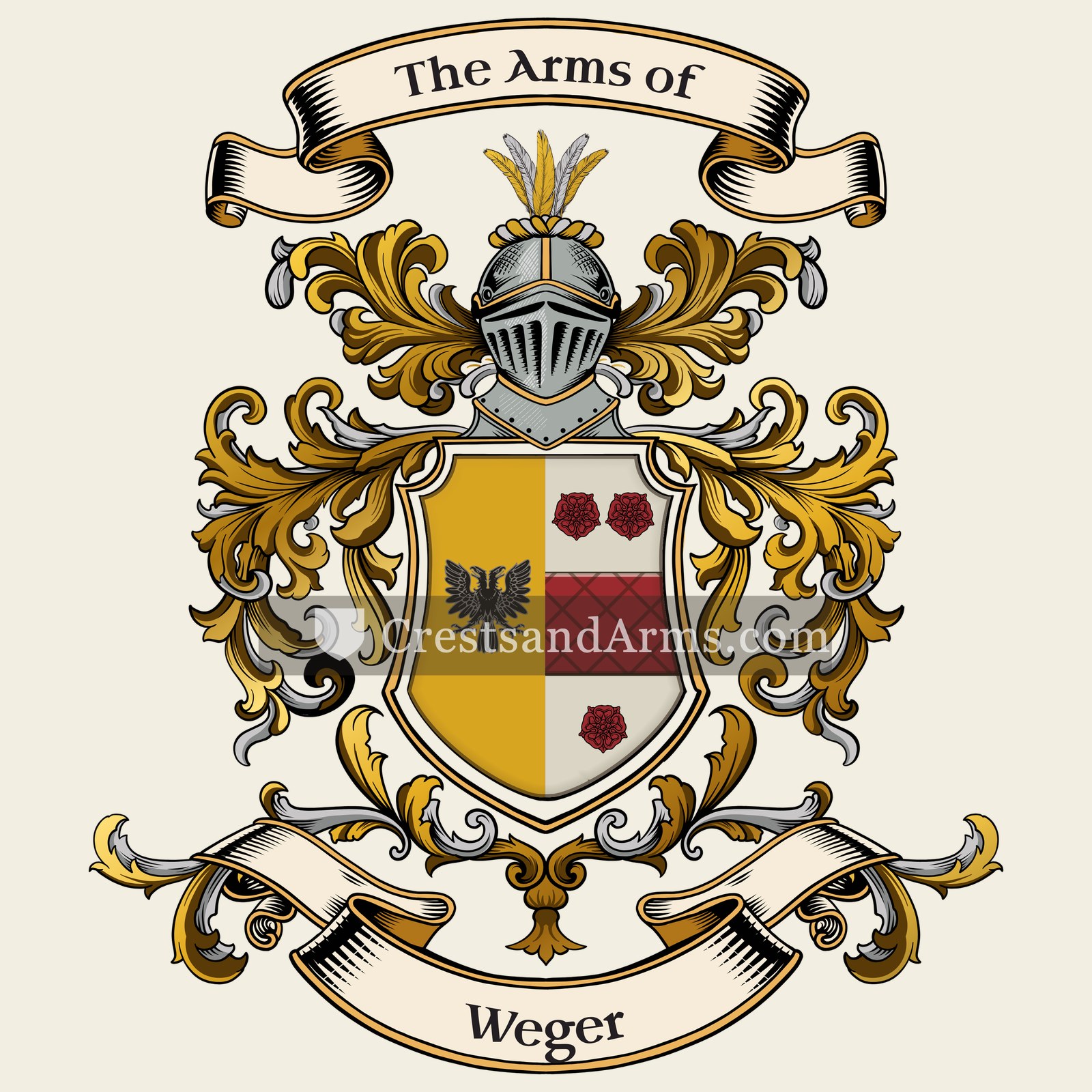 The Weger coat of arms, drawn from the recorded blazon
