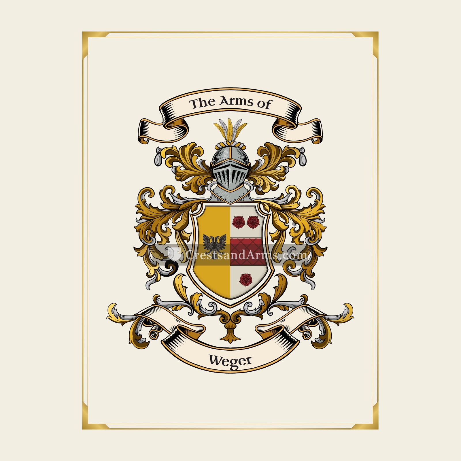 With gold border