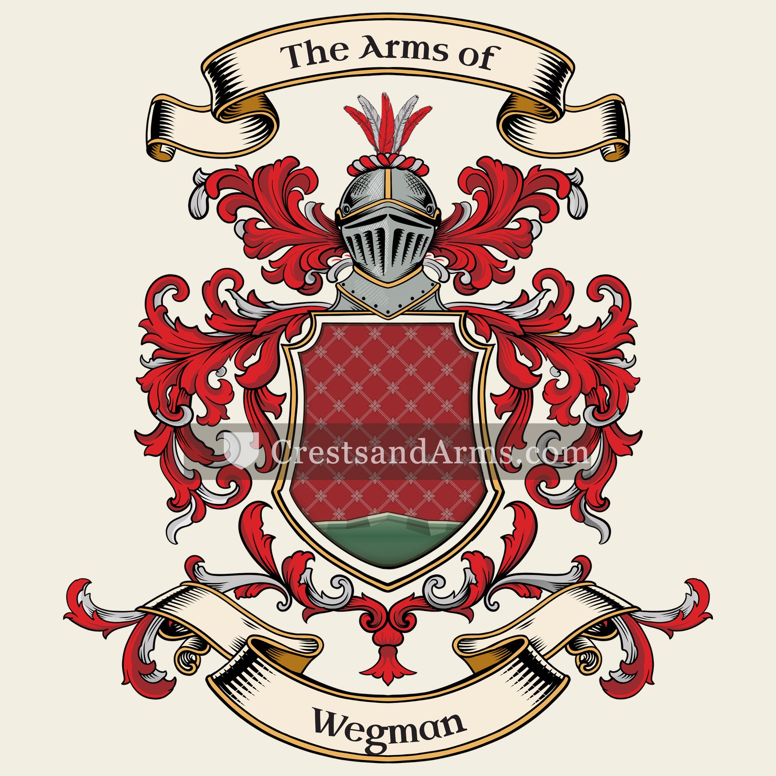 The Wegman coat of arms, drawn from the recorded blazon
