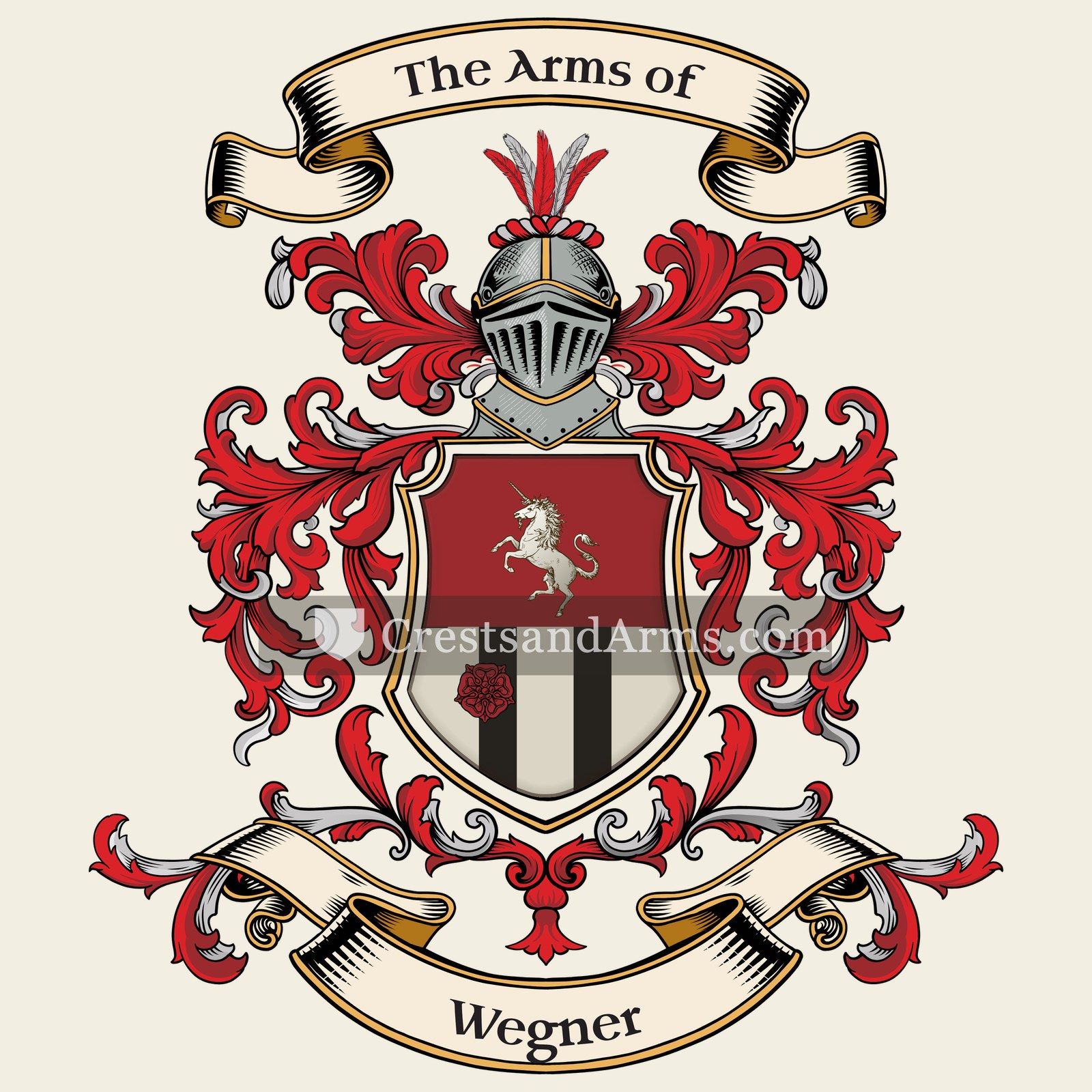 The Wegner coat of arms, drawn from the recorded blazon