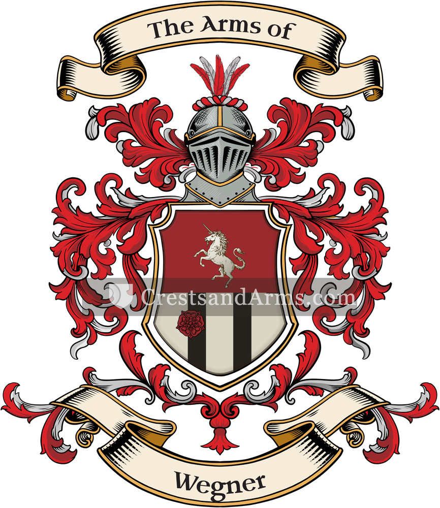 The Wegner coat of arms, drawn from the recorded blazon