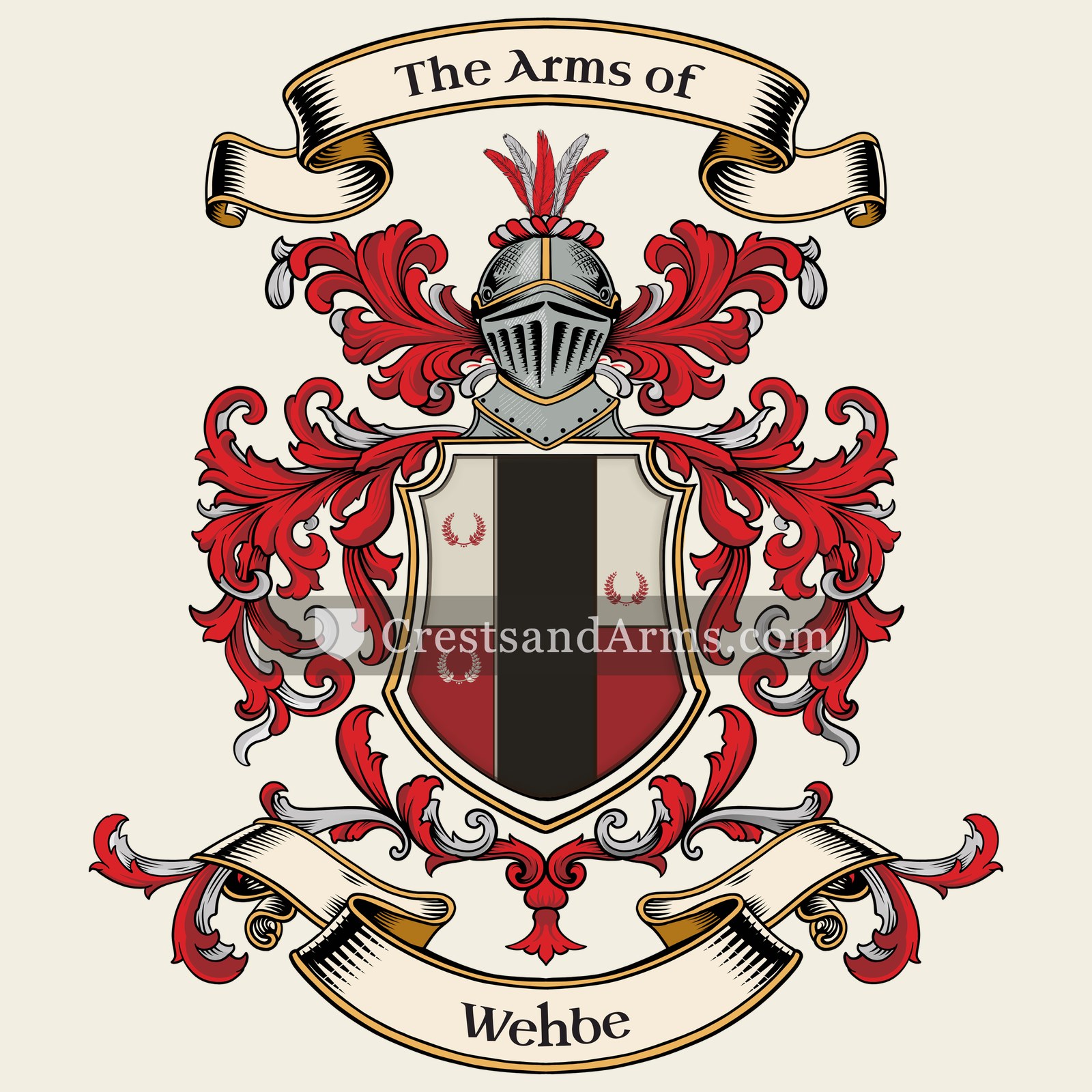 The Wehbe coat of arms, drawn from the recorded blazon