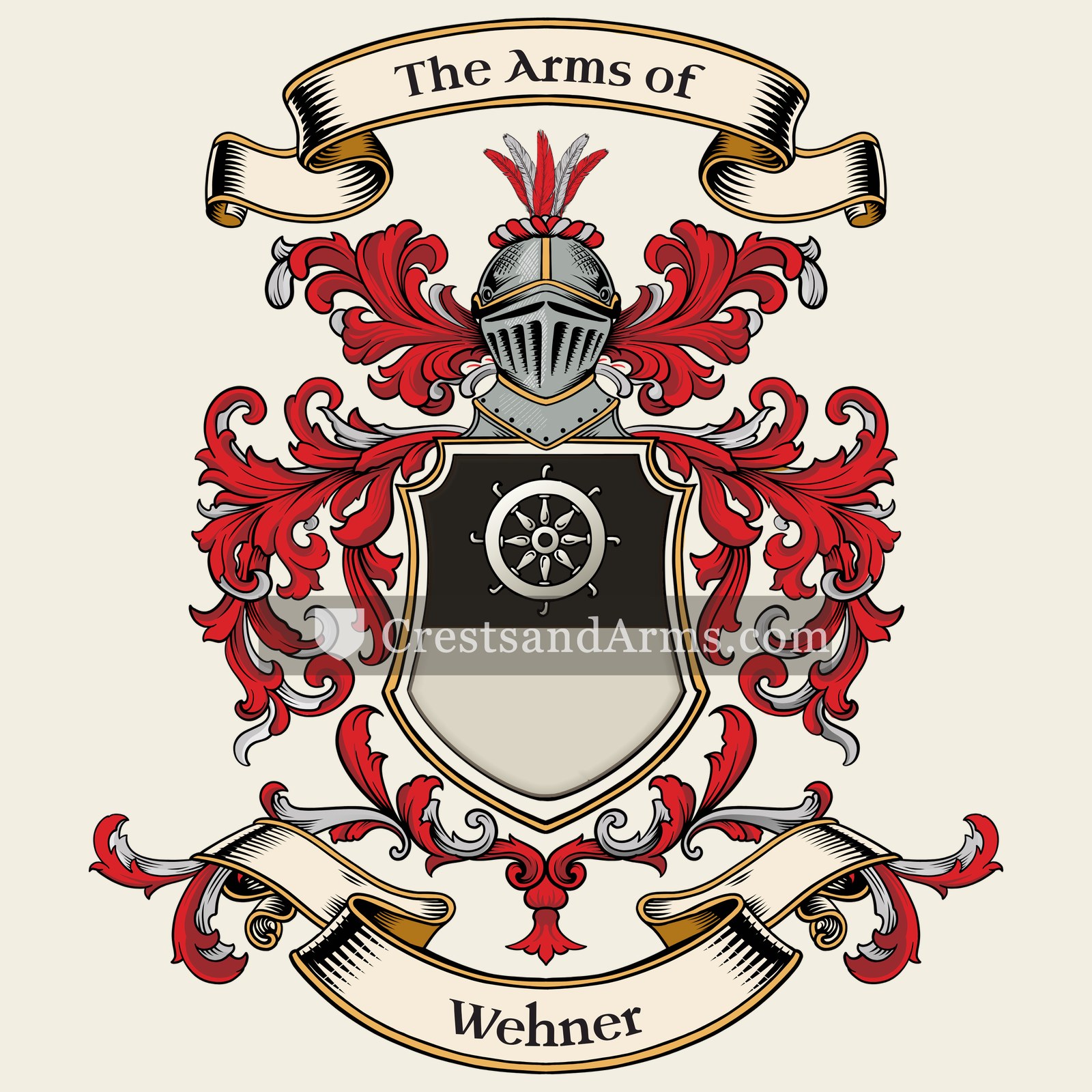 The Wehner coat of arms, drawn from the recorded blazon