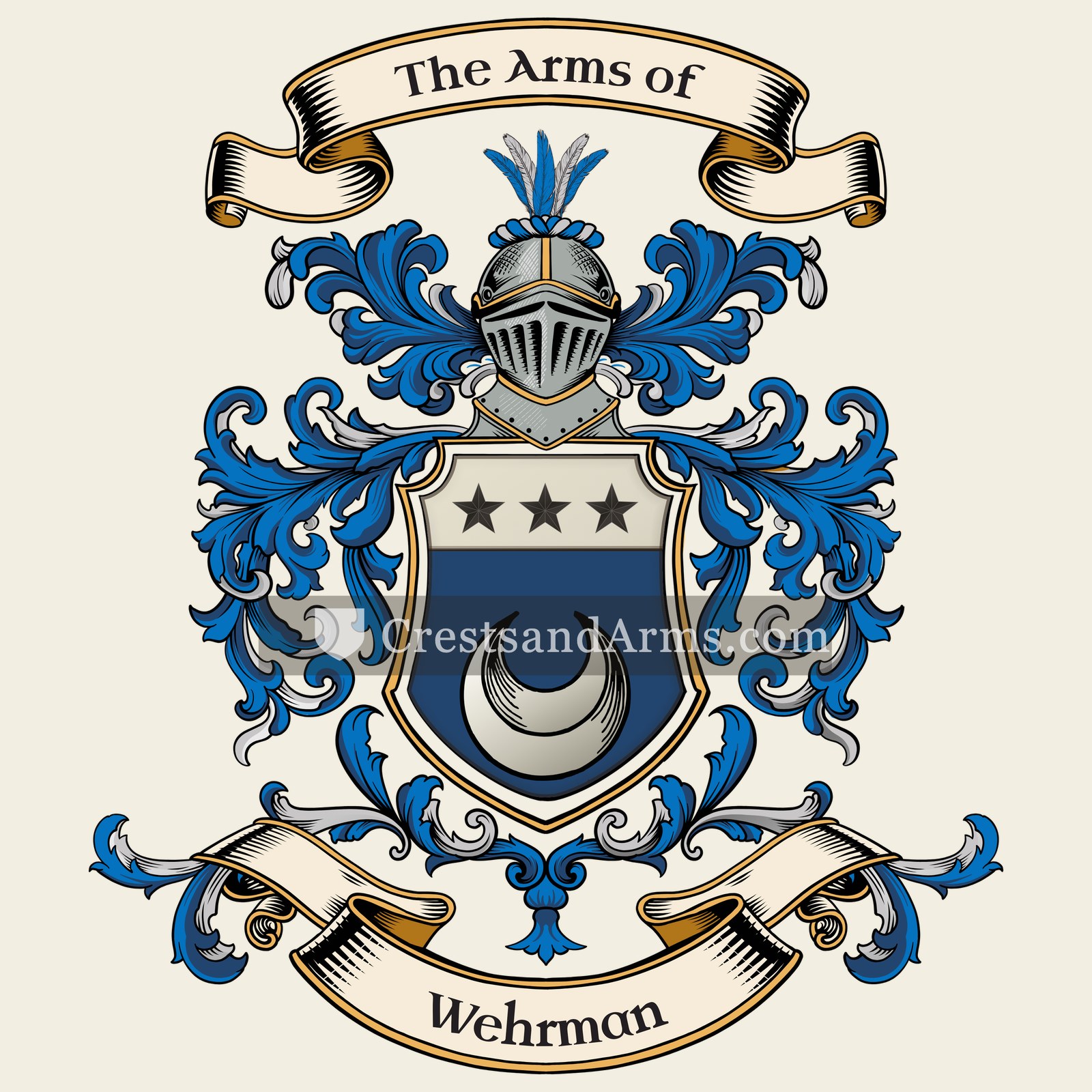 The Wehrman coat of arms, drawn from the recorded blazon